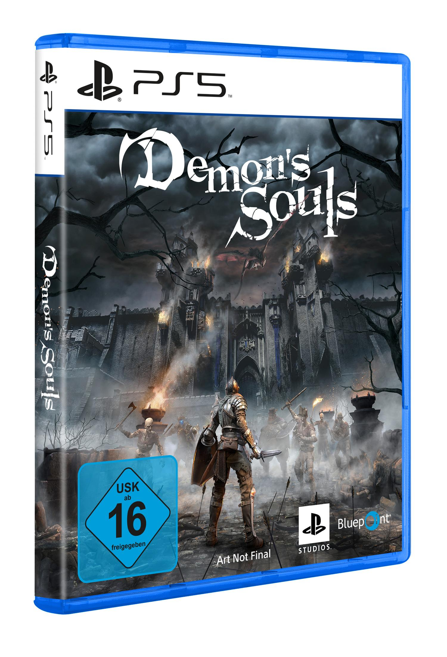 Una caja de juego de PS5 para 'Demon's Souls', con un caballero en un entorno oscuro con un castillo.