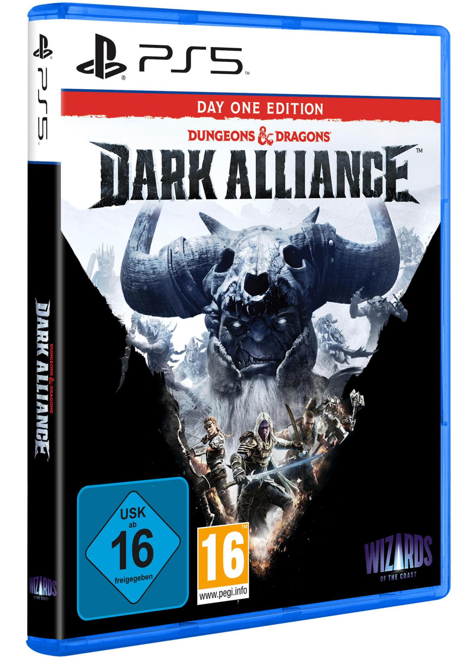 PS5-Spielcover: Dungeons & Dragons Dark Alliance, mit Monster und Charakteren.
