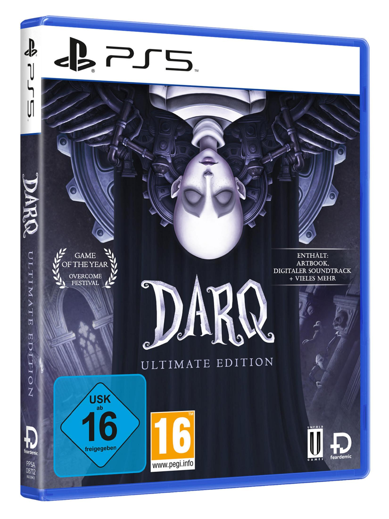 PS5-Spielbox für DARQ, mit einer surrealen, düsteren Illustration mit dem Logo.