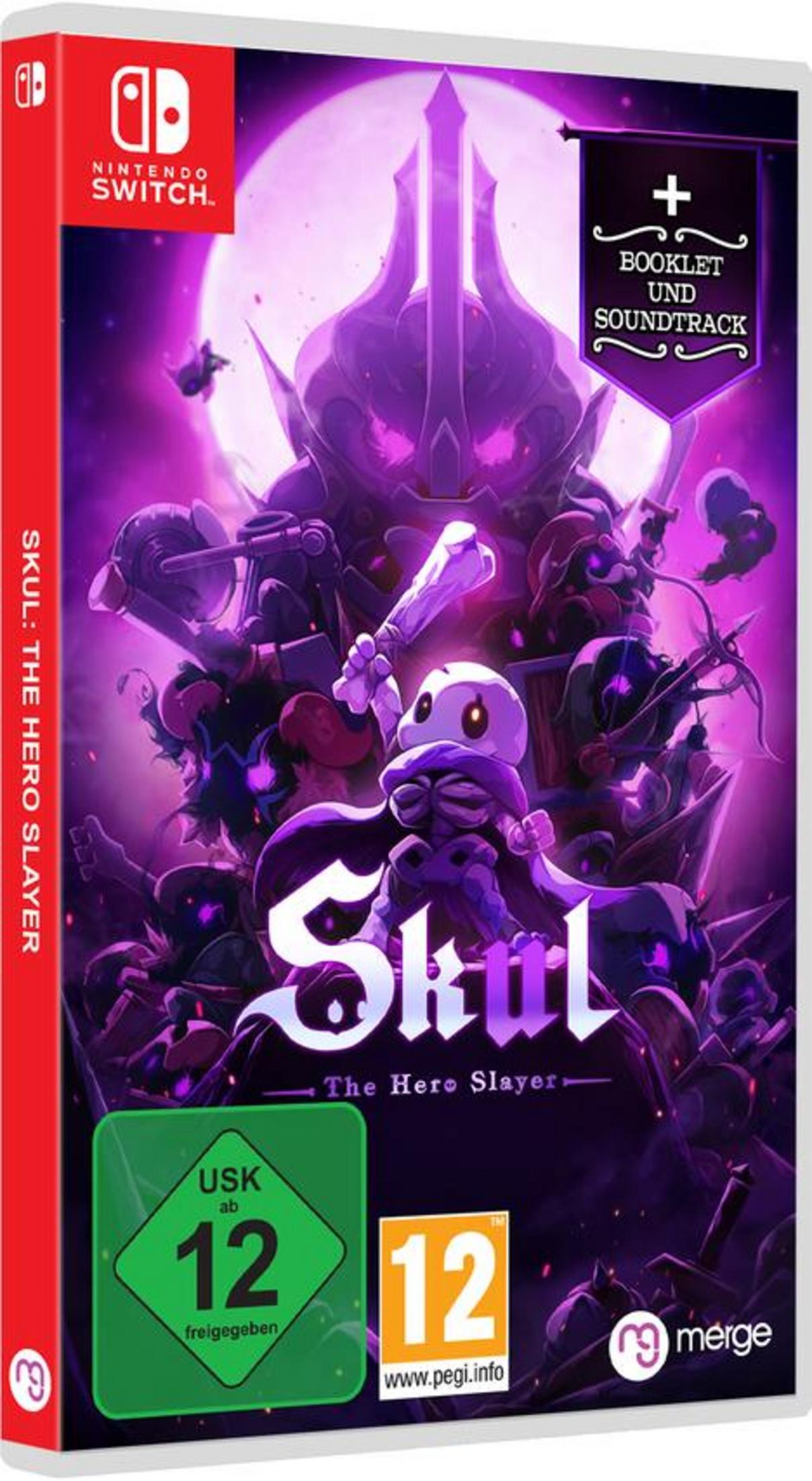 Spielbox-Art zeigt einen Totenkopf-Charakter. Das Spiel ist Skul: The Hero Slayer für Nintendo Switch.