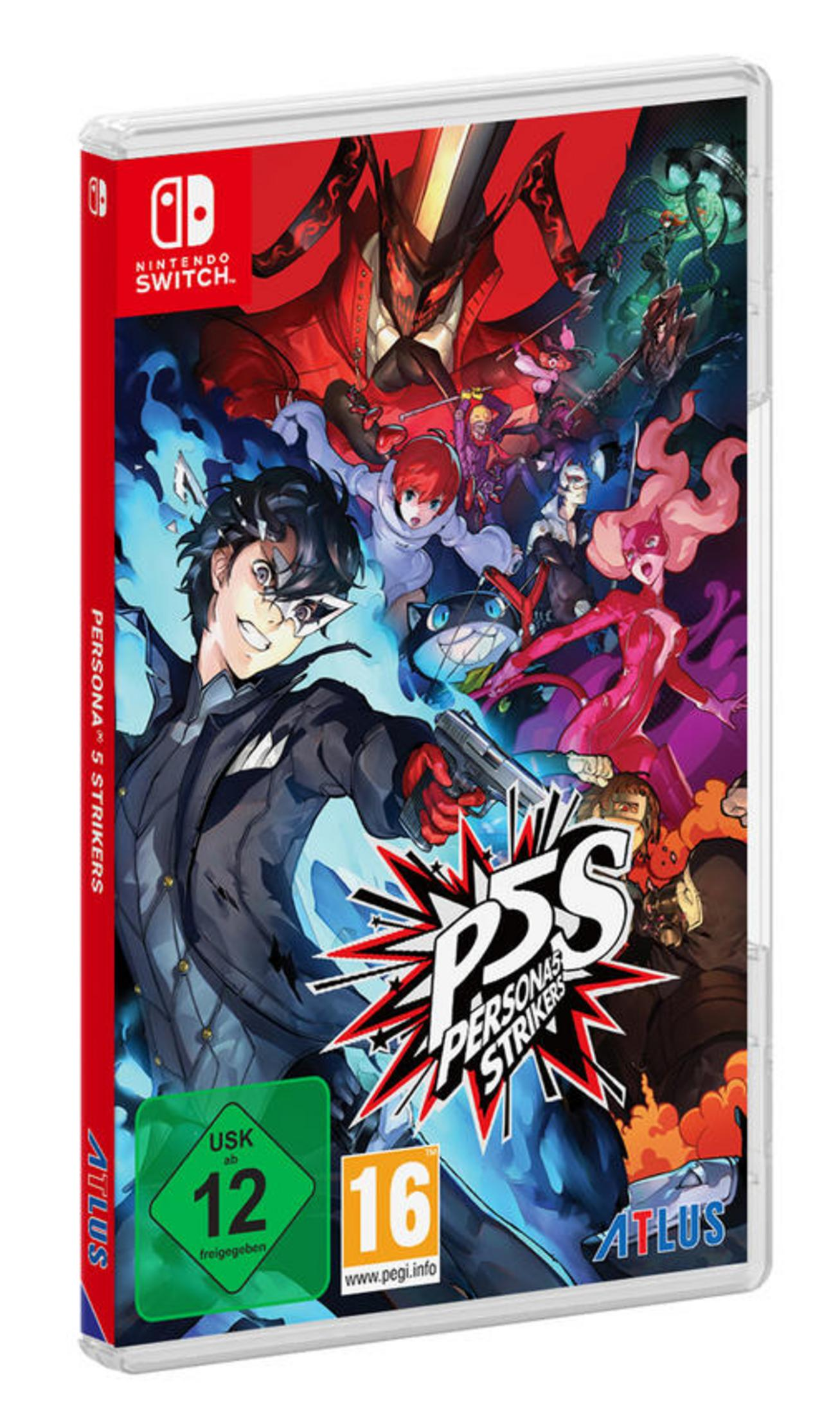 Spielbox für Persona 5 Strikers, Charaktere aus dem Spiel auf dem Cover.