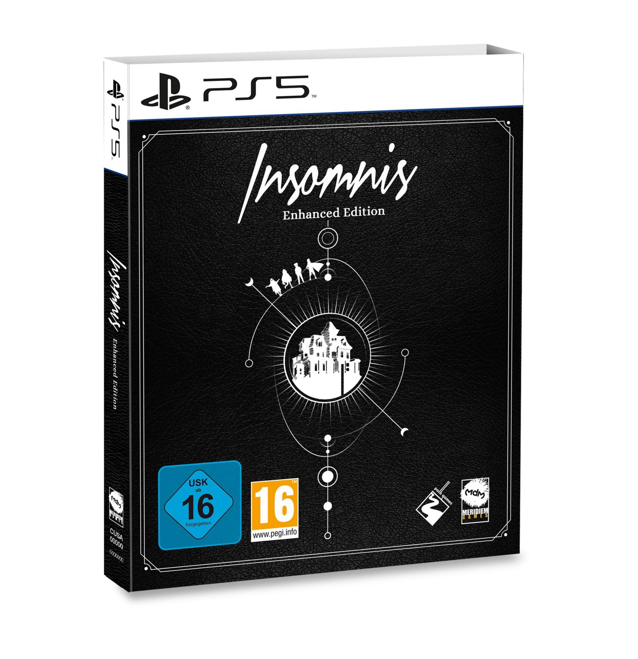 Spielbox für 'Insomnis' auf PS5. Die Box ist schwarz mit dem Spieltitel und einer USK 16-Einstufung.