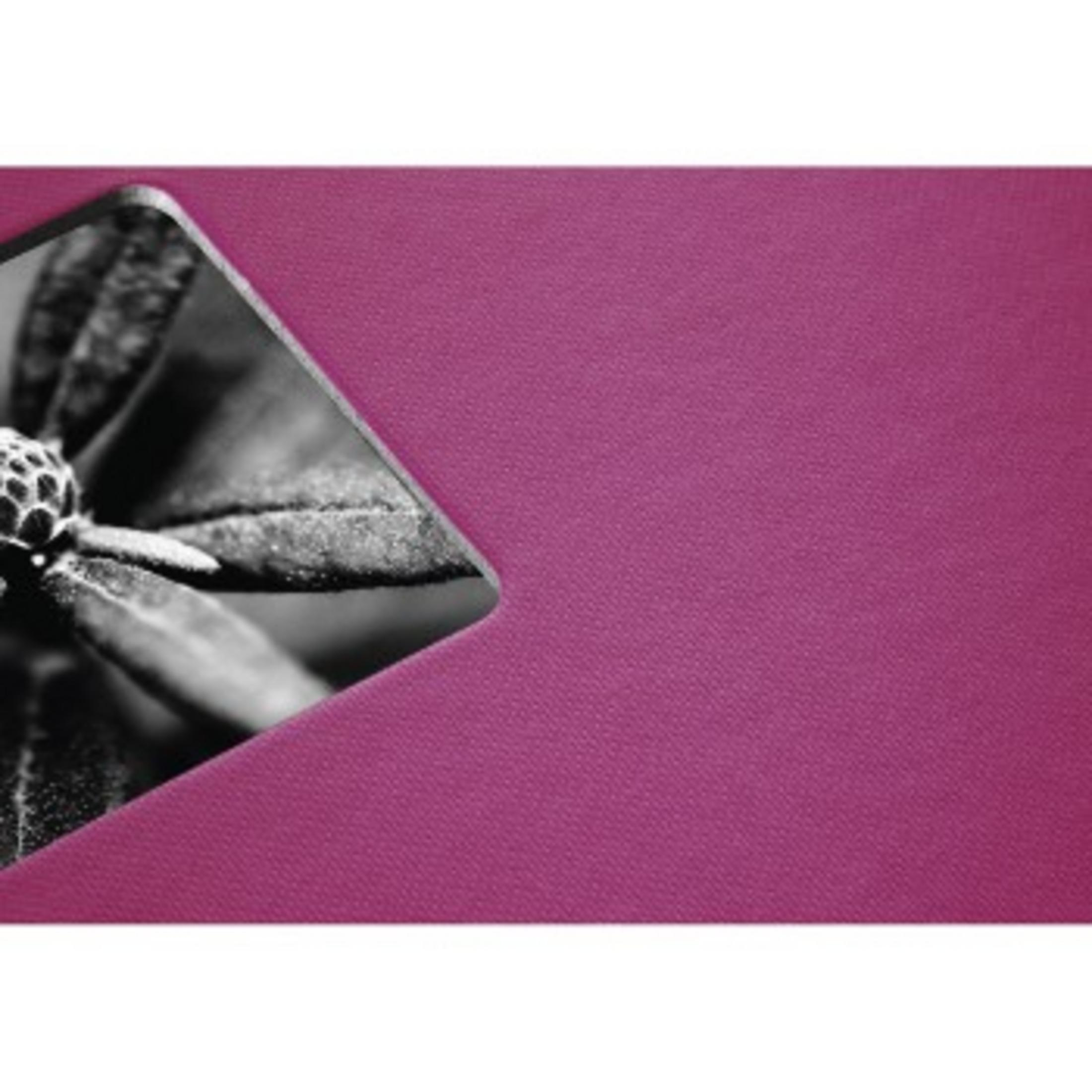 Czarno-białe zbliżenie kwiatu na różowym tle.