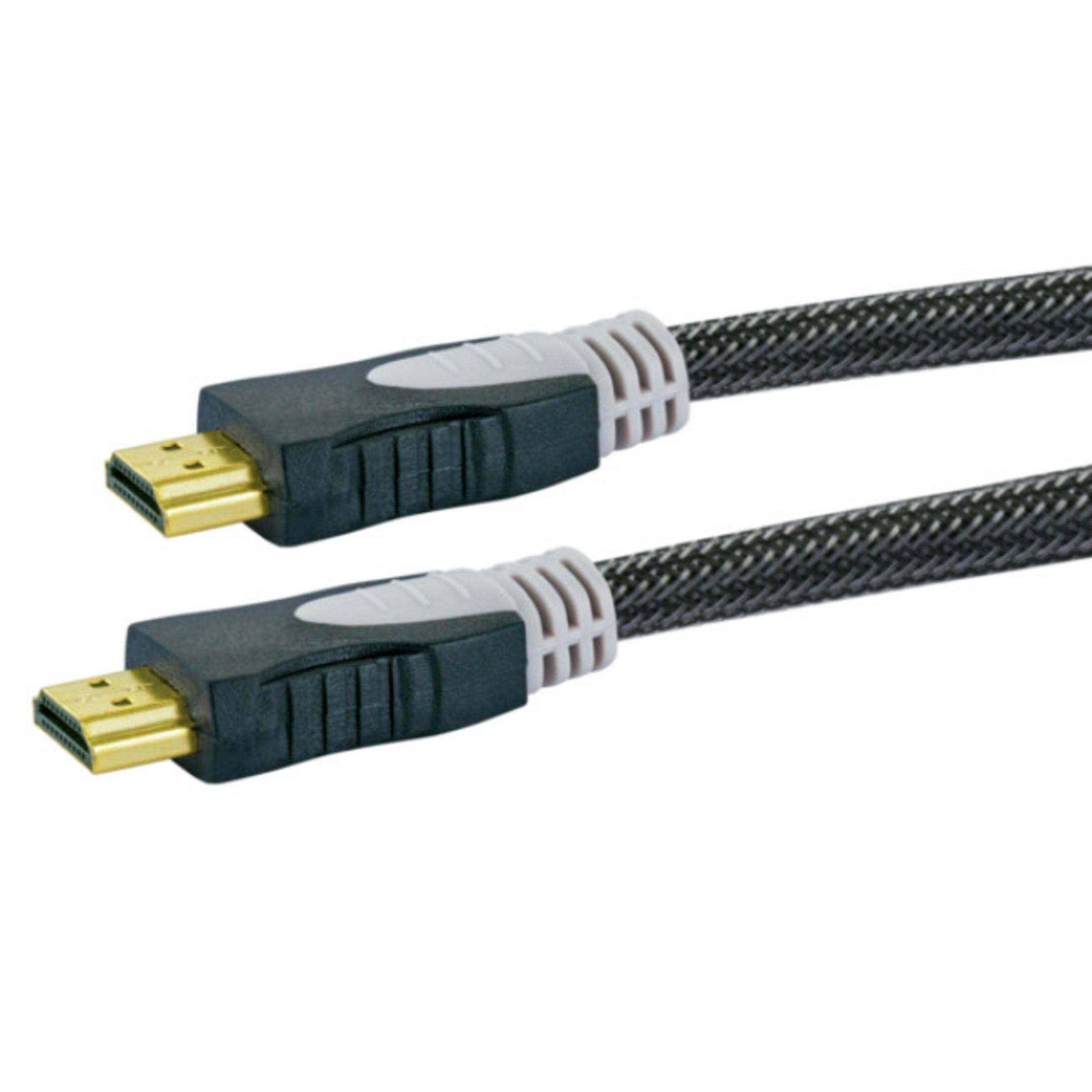 Zwei schwarze HDMI-Kabel mit grauen Steckern. Die Enden haben goldfarbenes Metall.