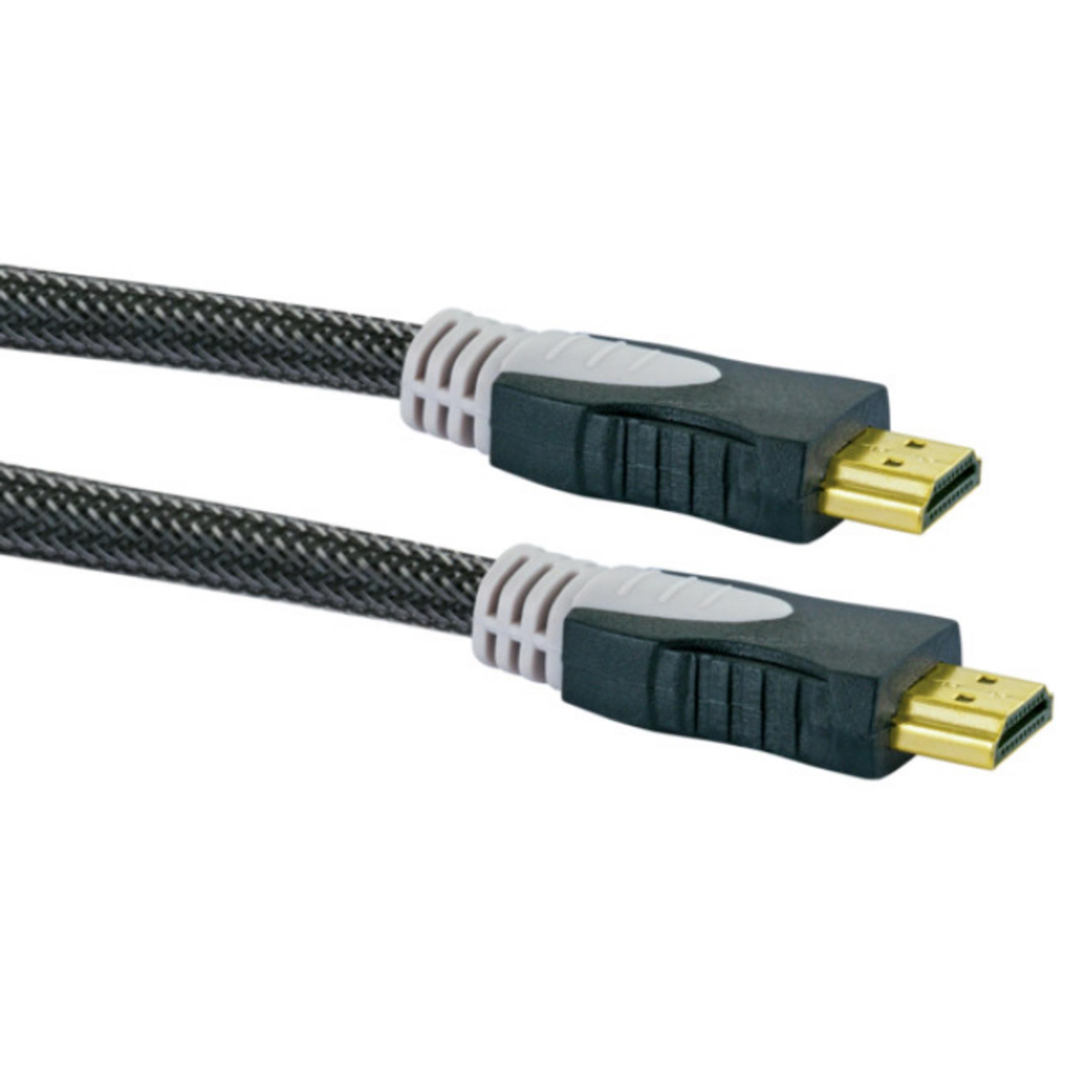 Zwei schwarze HDMI-Kabel mit grauen Steckern und goldfarbenen HDMI-Steckern.