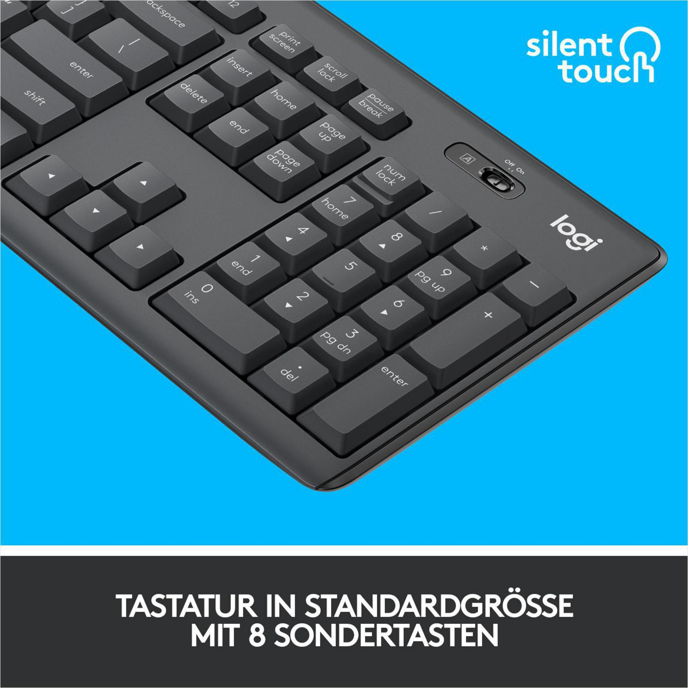 LOGITECH Tastatur-Maus-Set, MK295, Schwarz