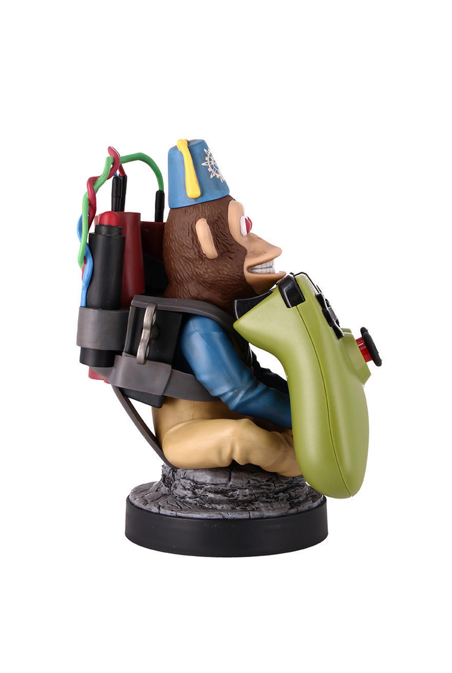 Donkey Kong-Figur mit Gamecontroller und Rucksack.