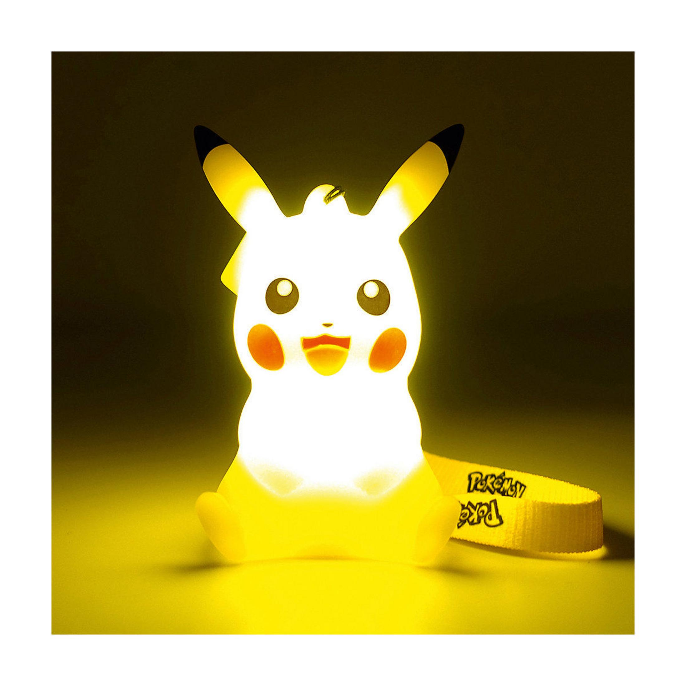 Lámpara LED Pikachu, luz amarilla, pose sentada.