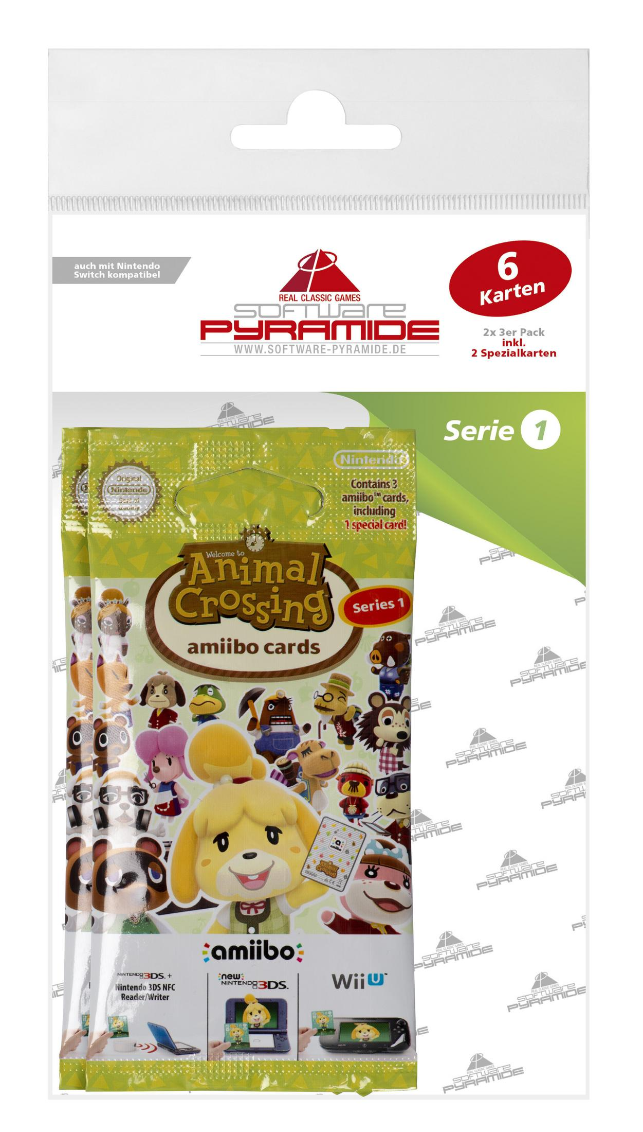 Animal Crossing amiibo Kartenpackung. Enthält Karten mit Charakteren und dem Nintendo Switch-Logo.