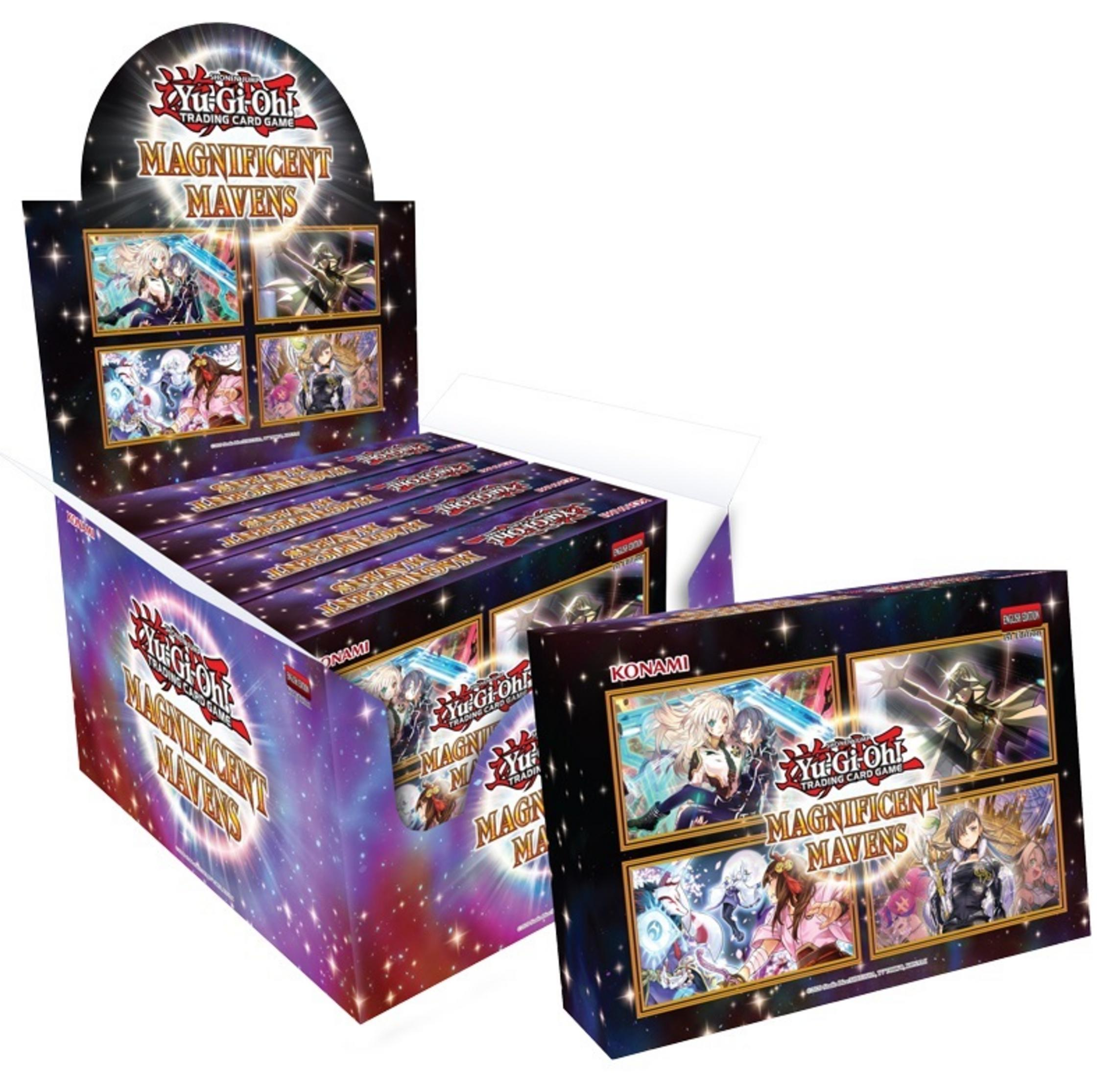 Kartons mit Yu-Gi-Oh!-Sammelkarten auf weißem Hintergrund.