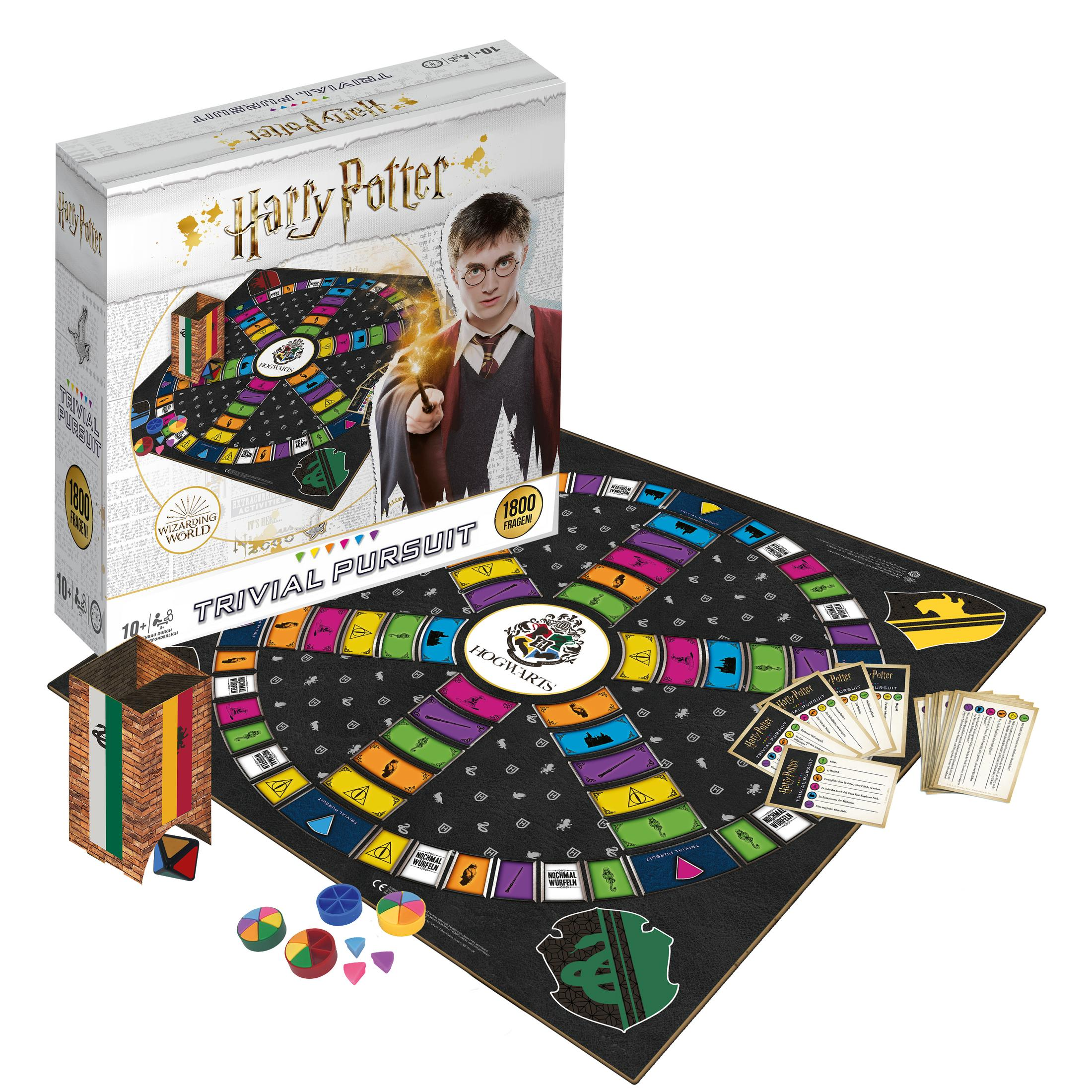 Harry Potter Trivial Pursuit Spiel mit Spielbrett, Karten und Spielsteinen, plus Harry Potter Box.