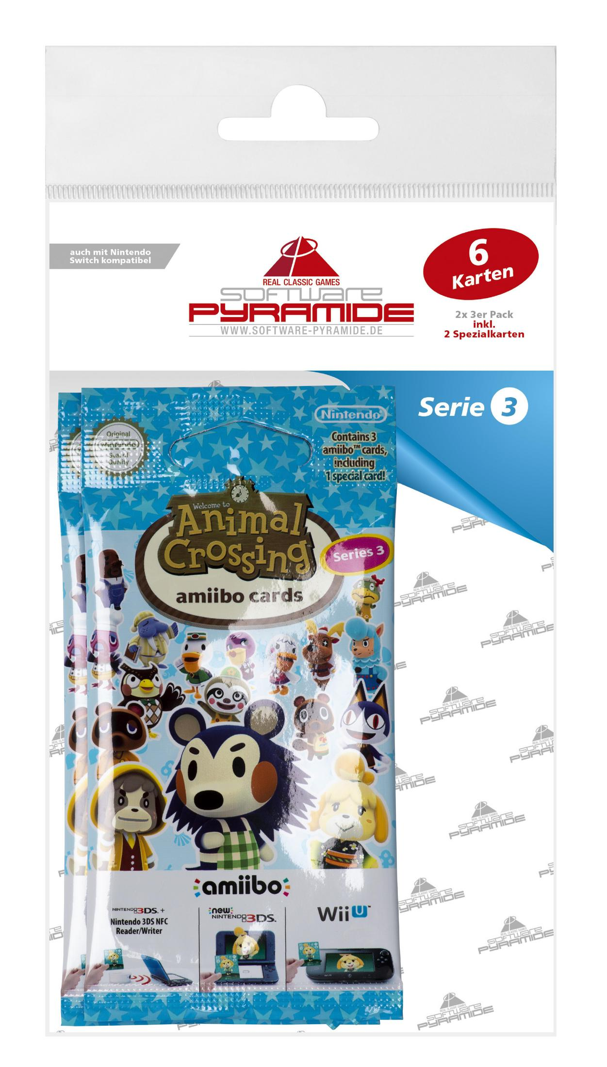 Animal Crossing amiibo Kartenpackung. Enthält verschiedene Charaktere und das Etikett Serie 3.