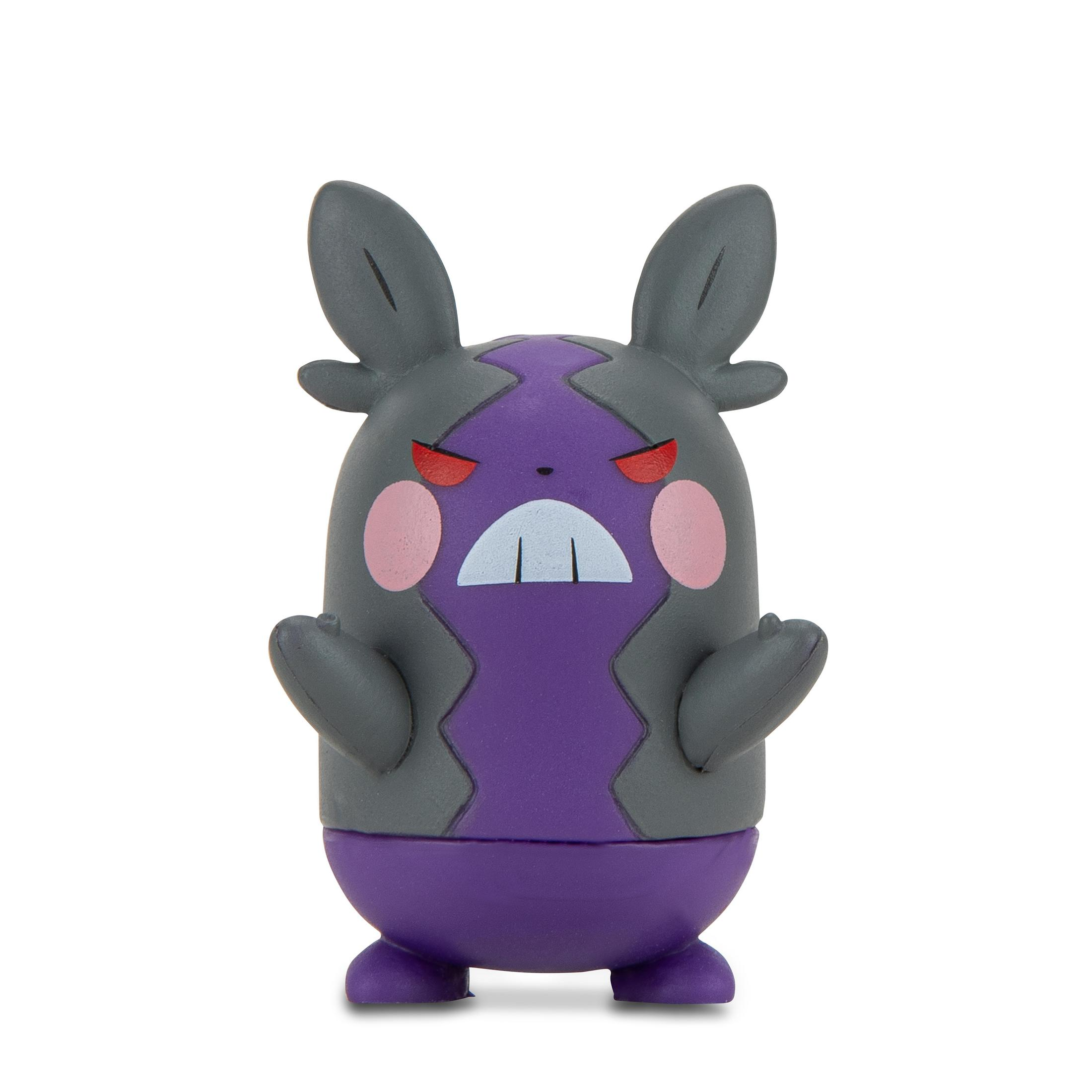 Pokémon-Figur: Morpeko, grau und lila, Cartoon-Stil.