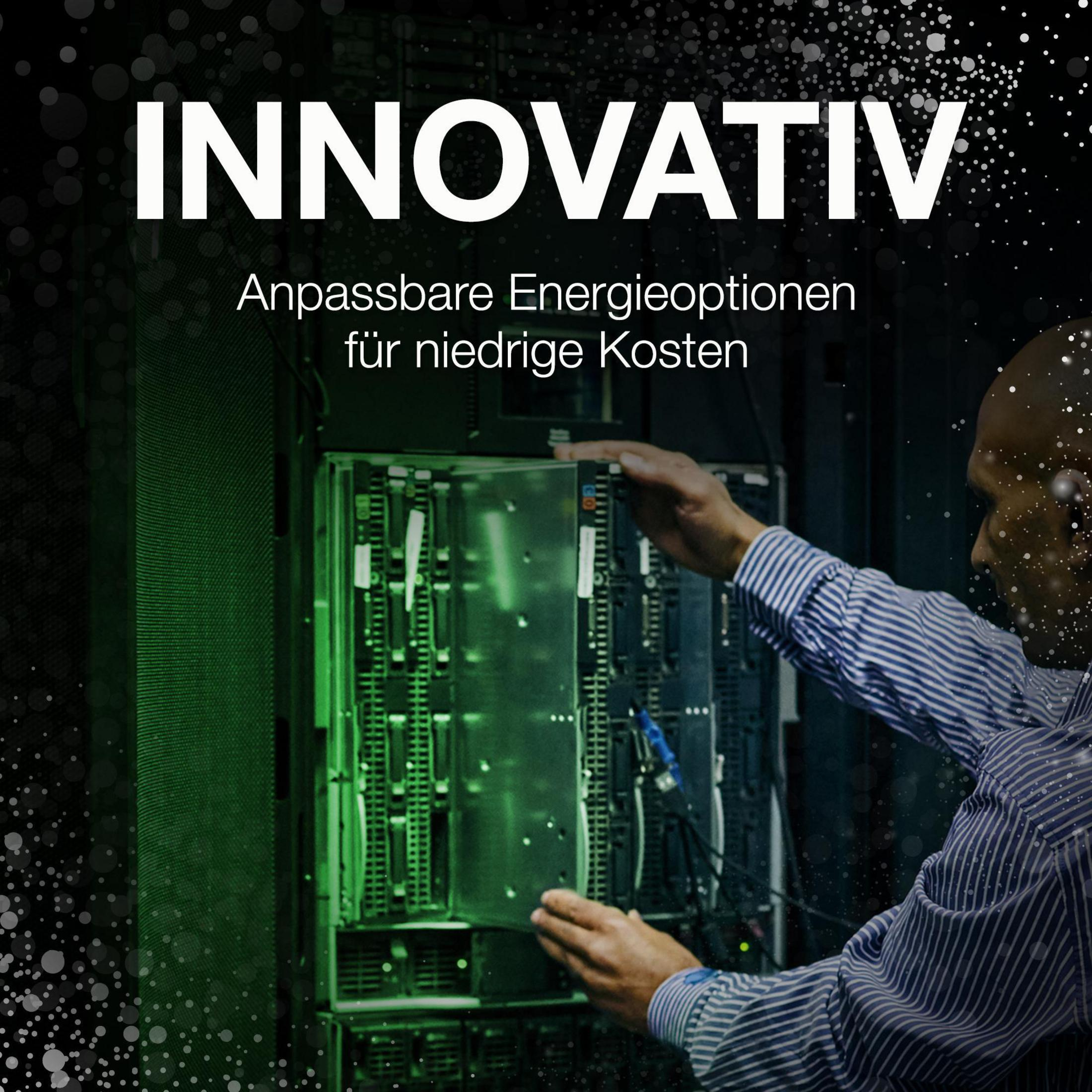 A person is working on a server. The word INNOVATIVE is at the top of the picture.