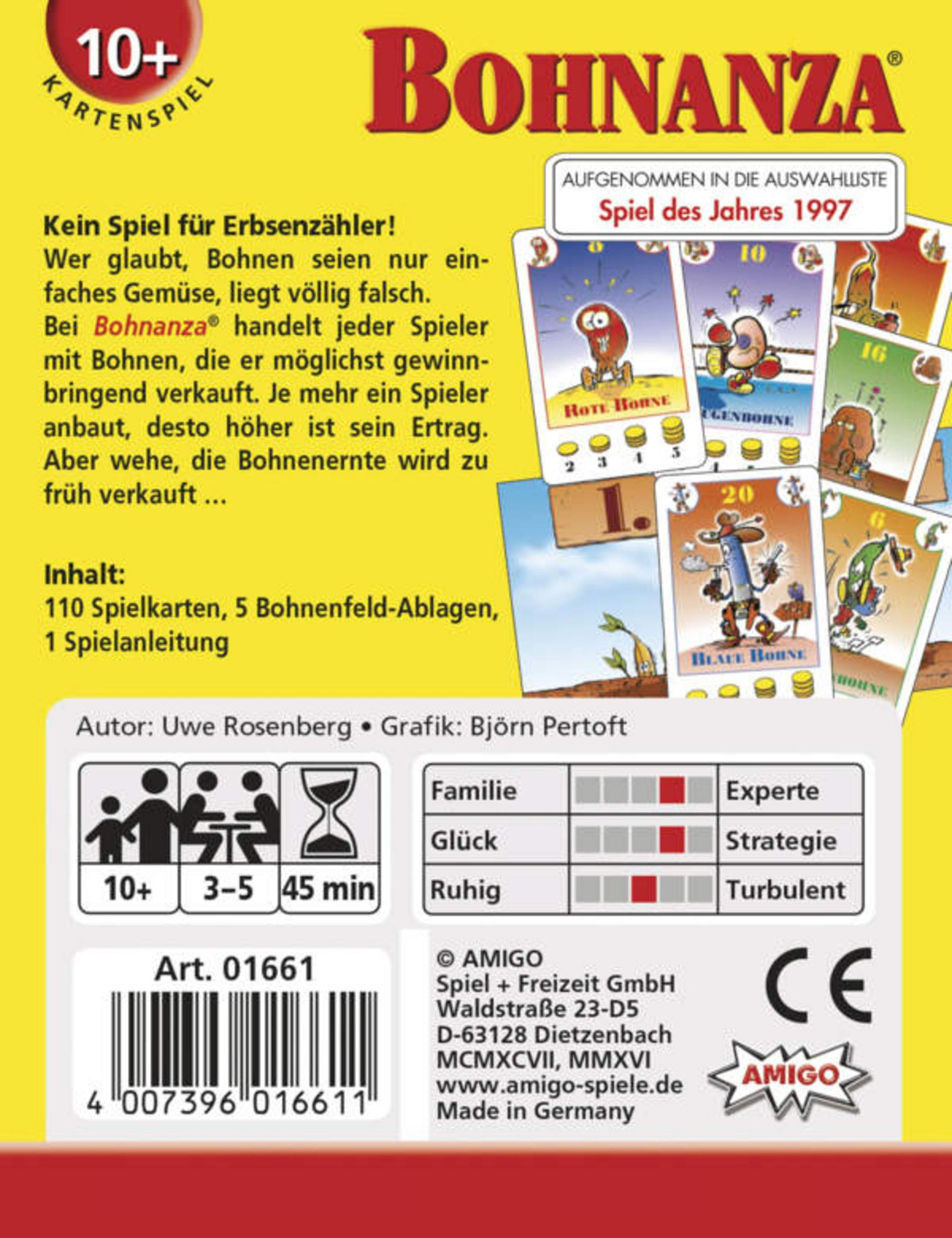 Die Rückseite einer Brettspielbox mit Anweisungen und Spielkomponenten.