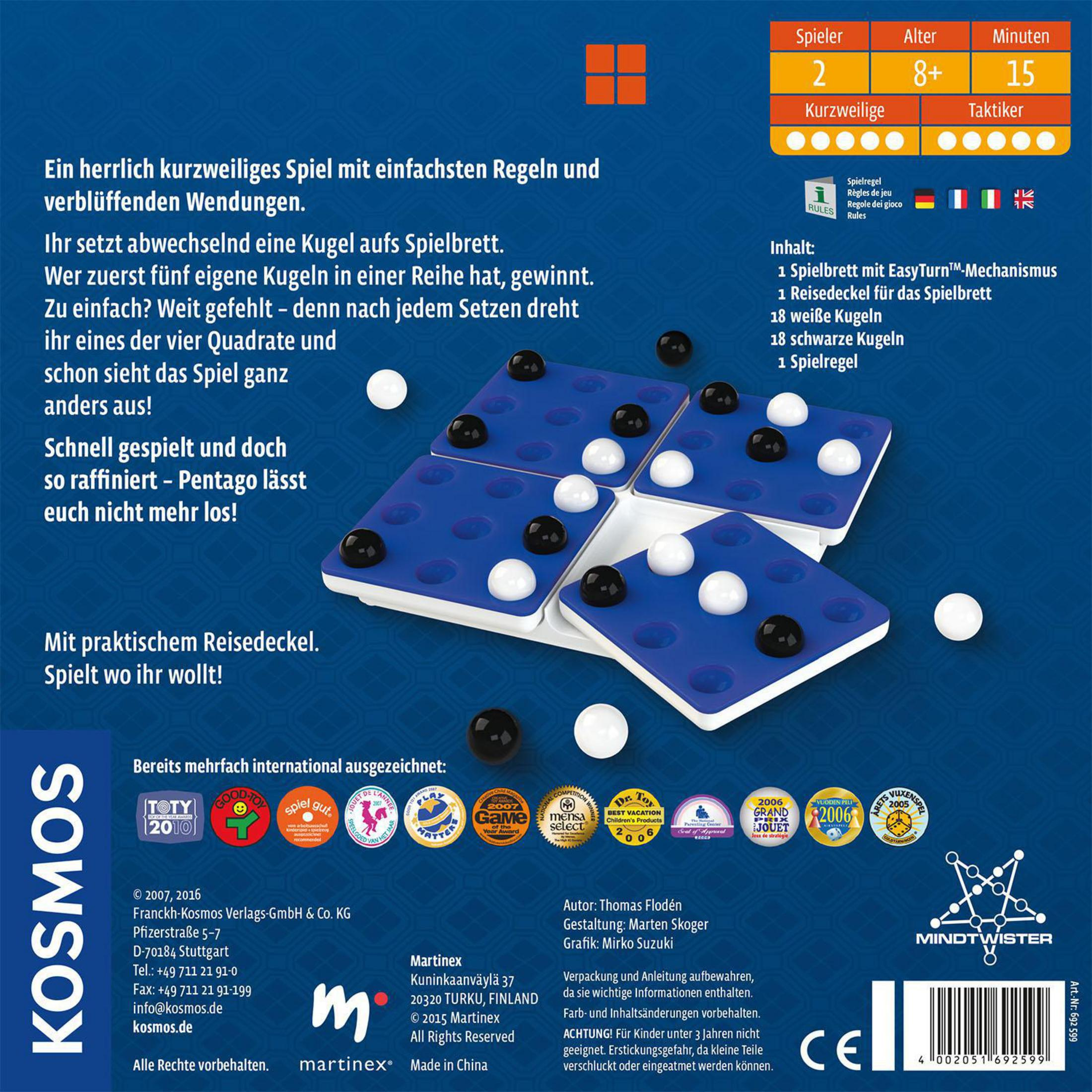 Brettspielbox. Spielbrett mit schwarzen und weißen Kugeln. Blaue, weiße und schwarze Farben.
