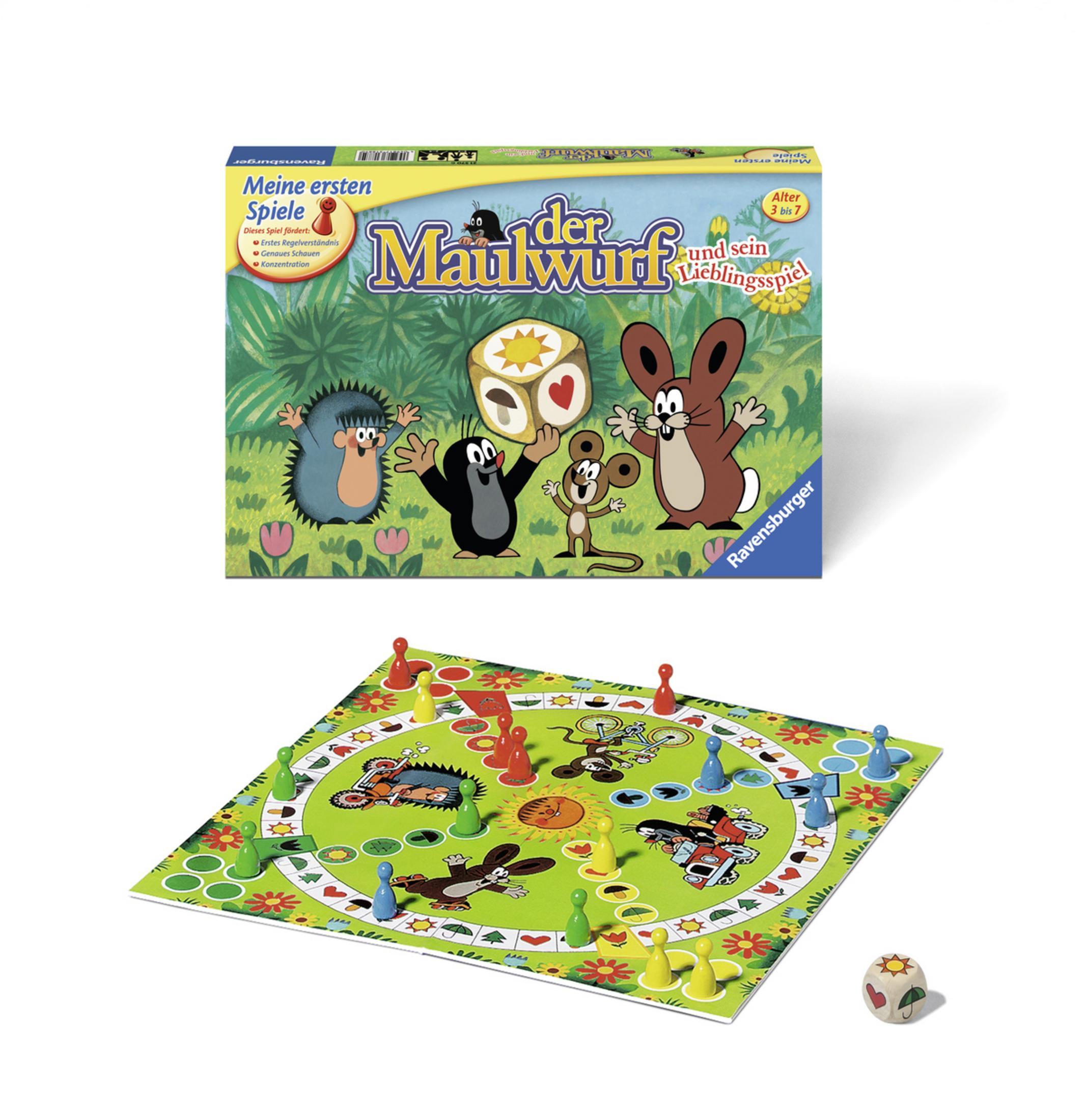 Gra planszowa dla dzieci, z widocznym pudełkiem i planszą. Ilustracja postaci z kreskówek.