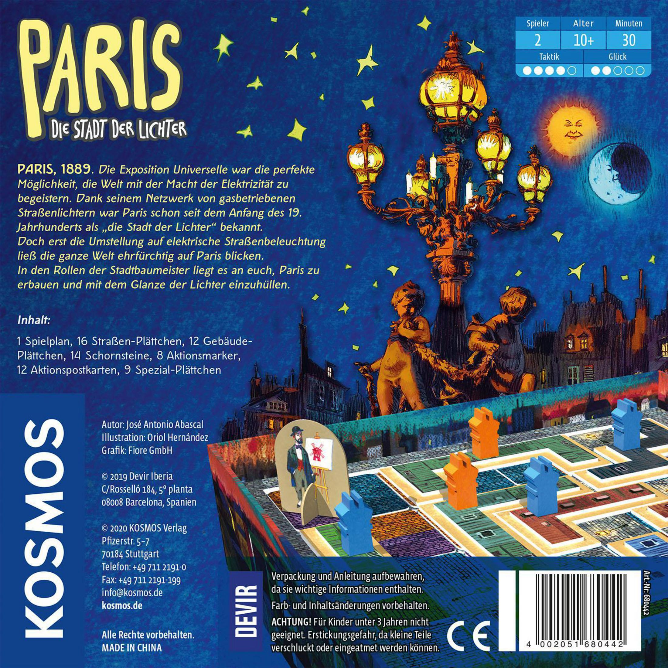 680442 DER PARIS-DIE LICHTER STADT Strategiespiel KOSMOS