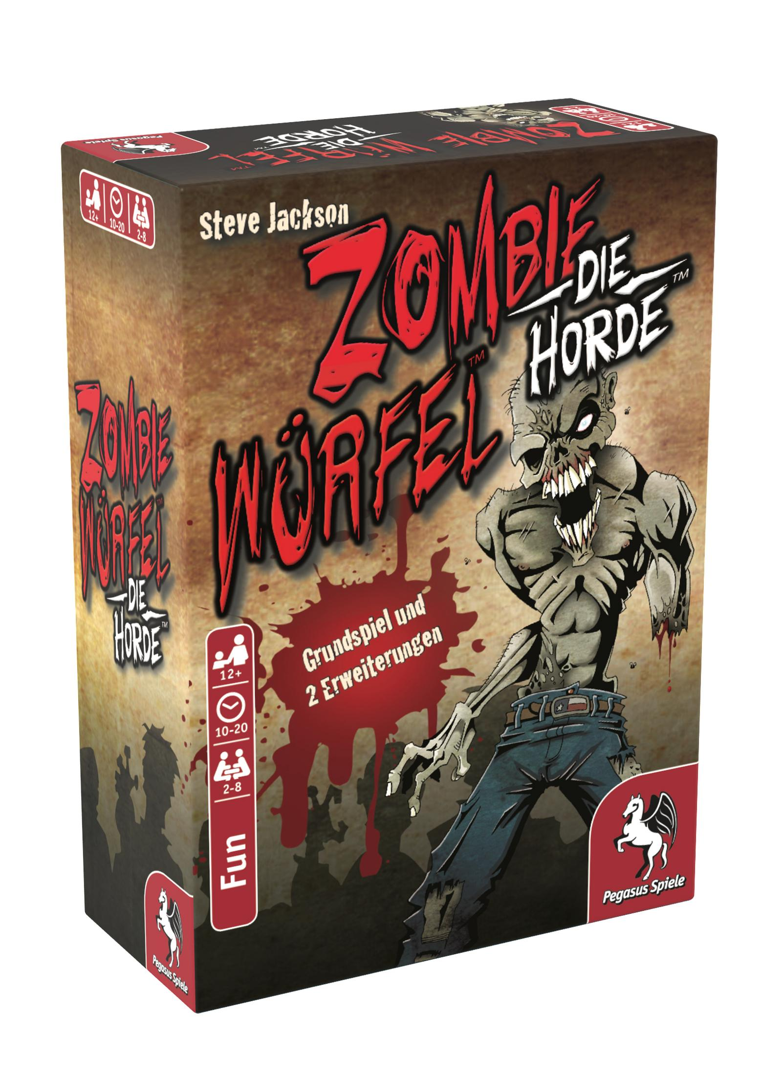Eine Brettspielbox mit einer Zombie-Illustration und dem Spieletitel.