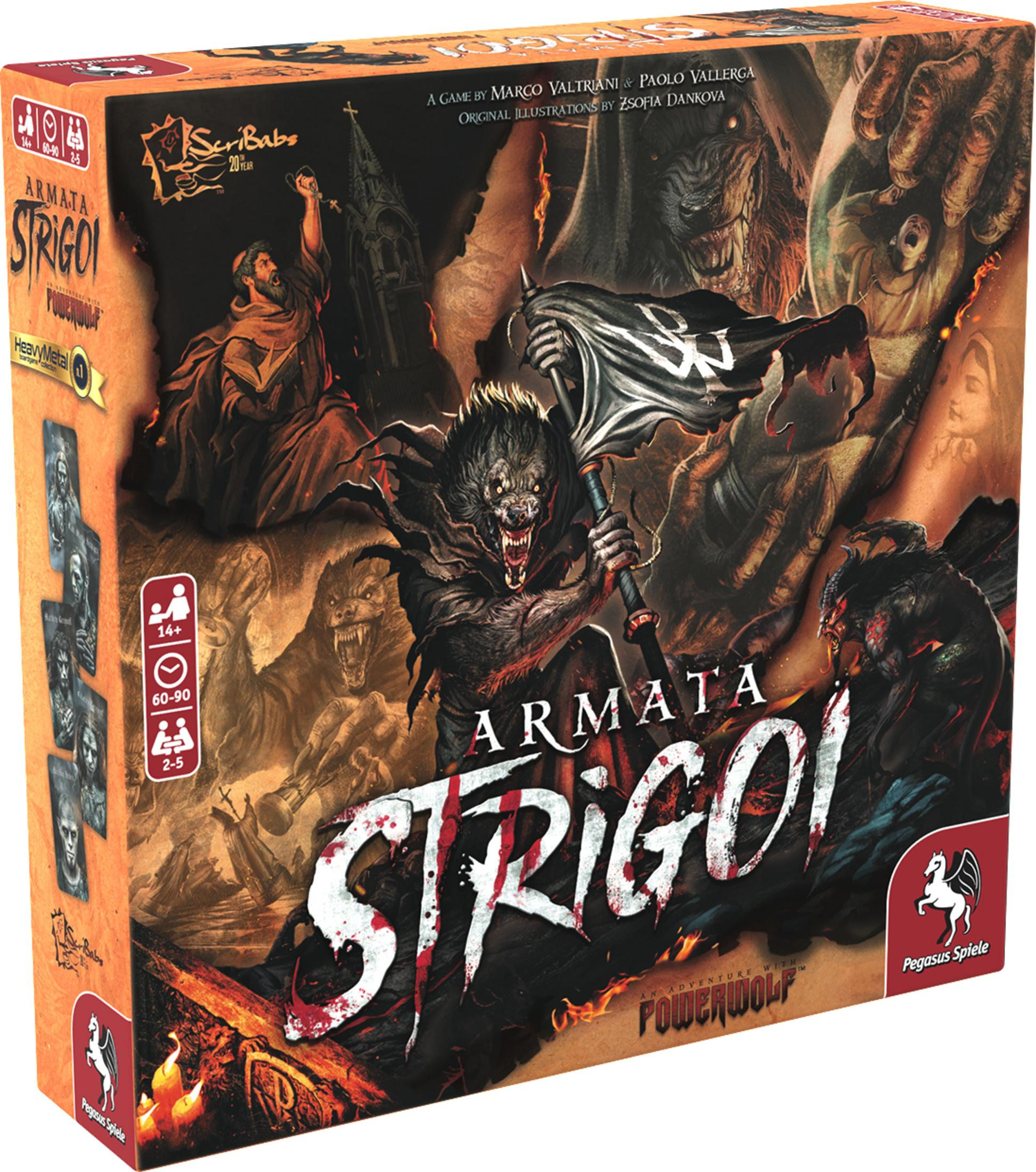 Brettspielbox mit einem Werwolf und dem Spieletitel 'Armata Strigoi'.