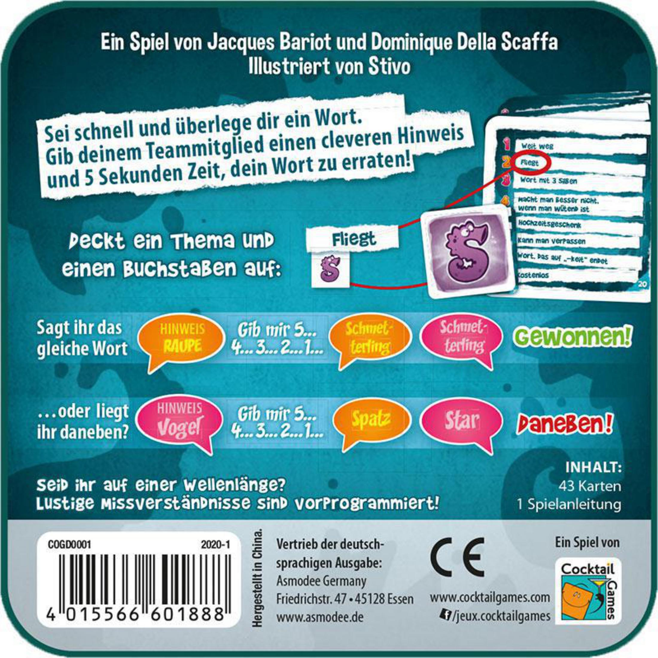 Deutsche Spielbox. Text, Karten und Illustrationen. Ein Spiel, um Wörter zu erraten.