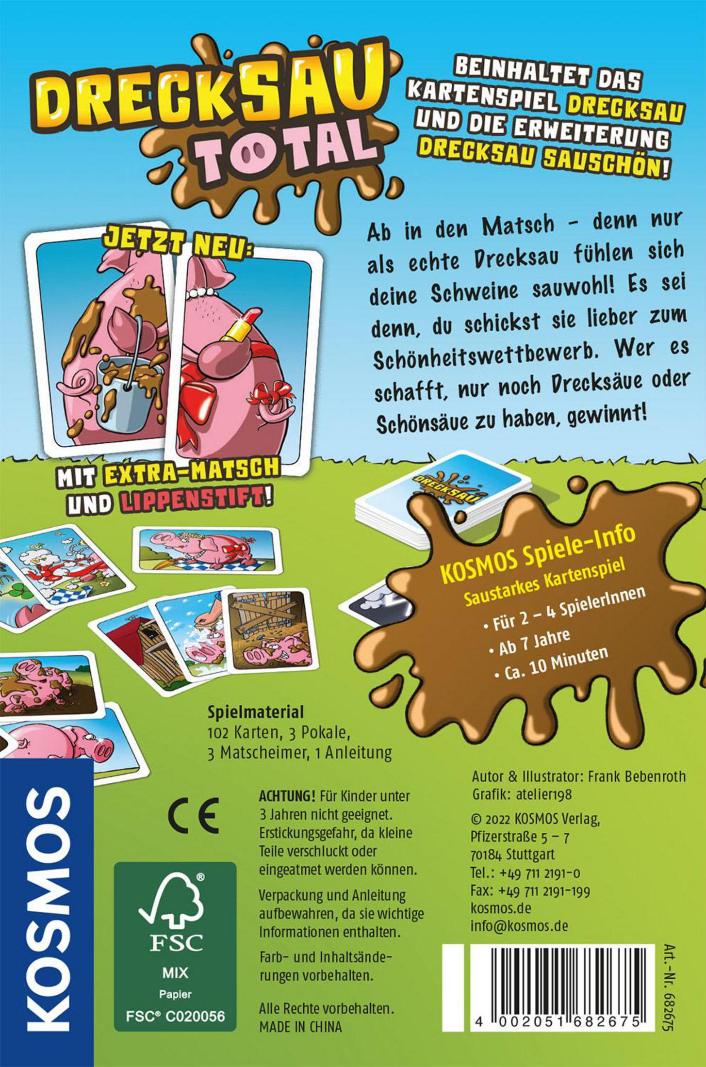 Le dos d'une boîte de jeu avec des cochons de dessins animés et du texte.