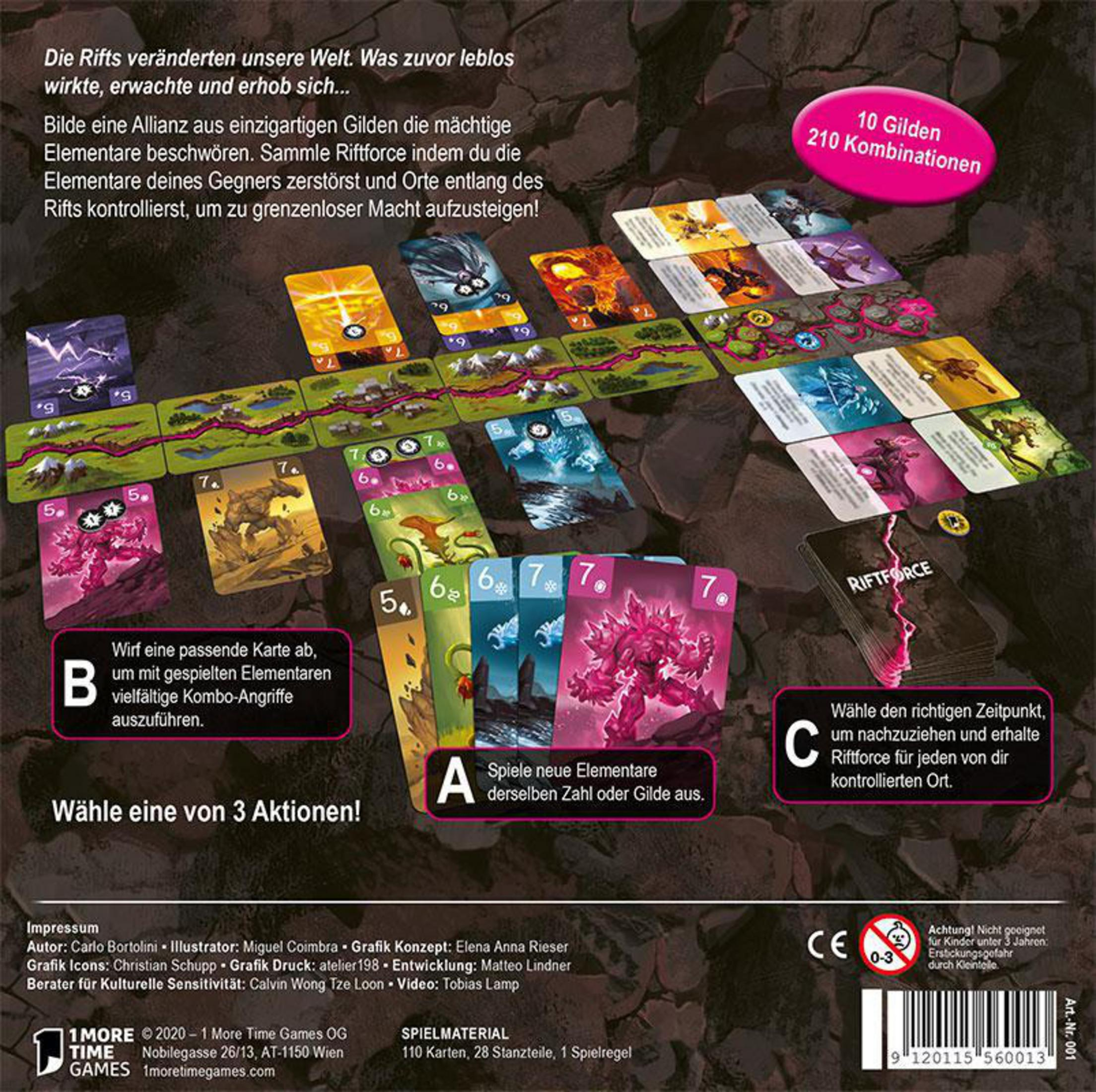 Brettspiel mit Karten und Gelände. Der Spielname ist Riftforce.