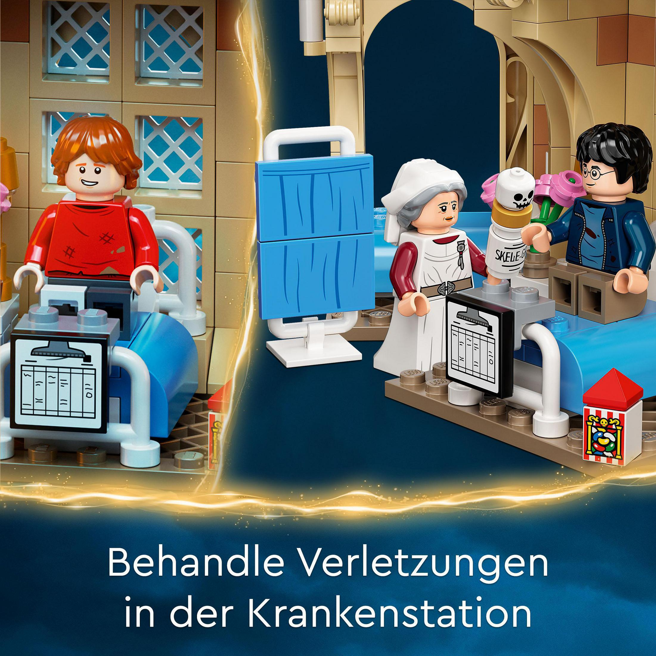 Lego-Set mit Krankenhausszene und Minifiguren.