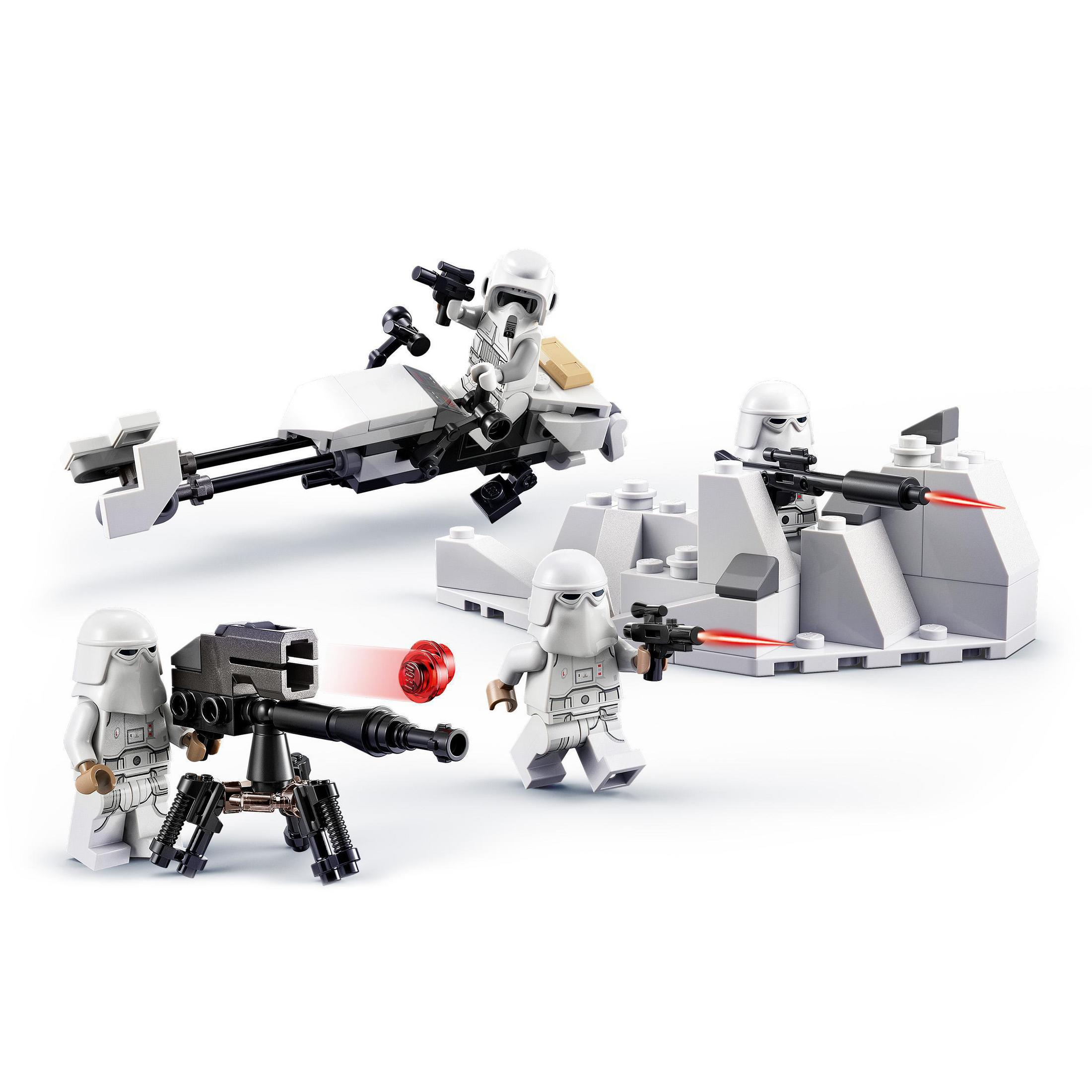 Lego Star Wars Set mit Snowtroopers, einem Speeder und einer Kanone.