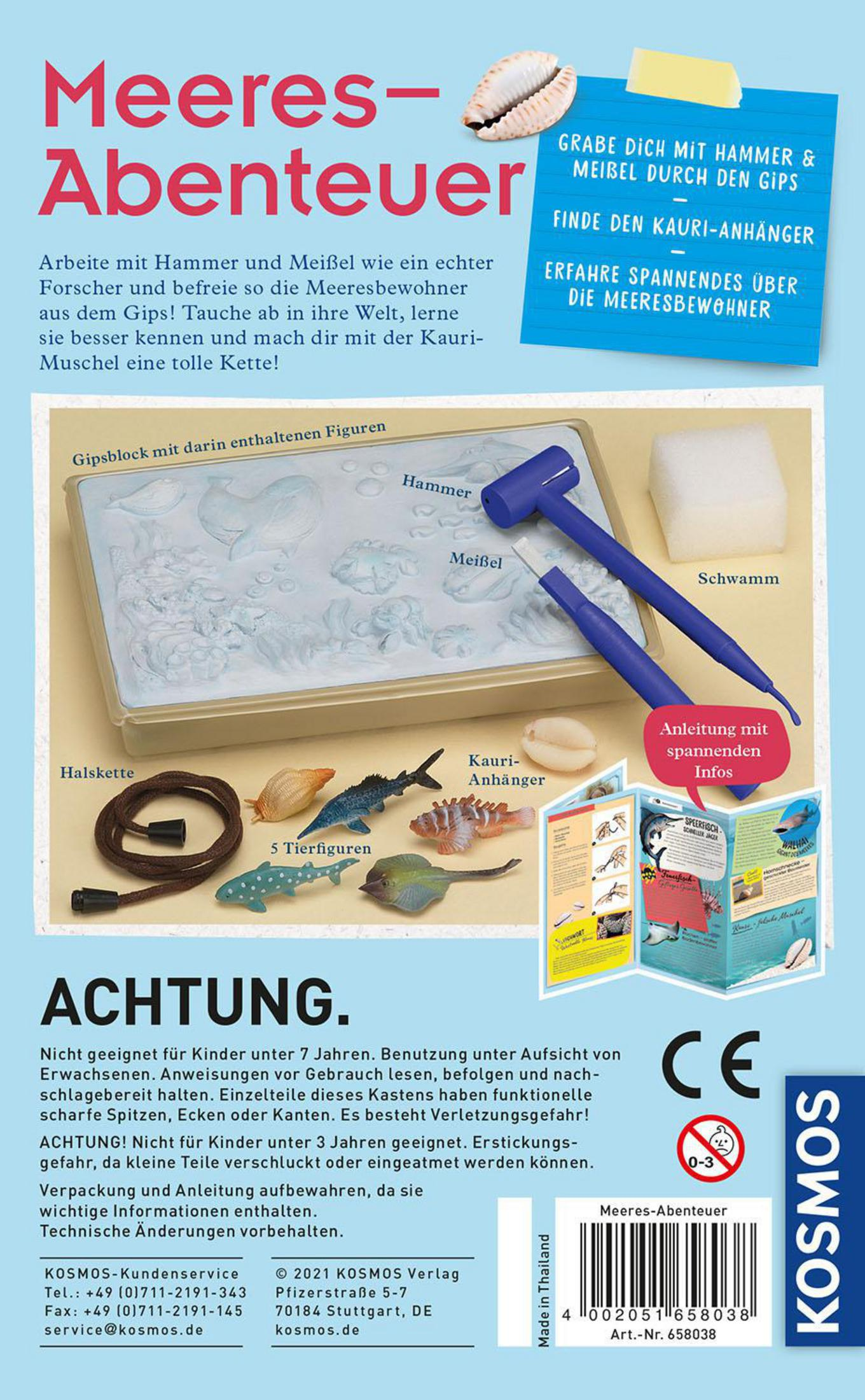 Eine Brettspielbox mit Hammer, Meißel und anderen Werkzeugen auf blauem Hintergrund, plus Text.