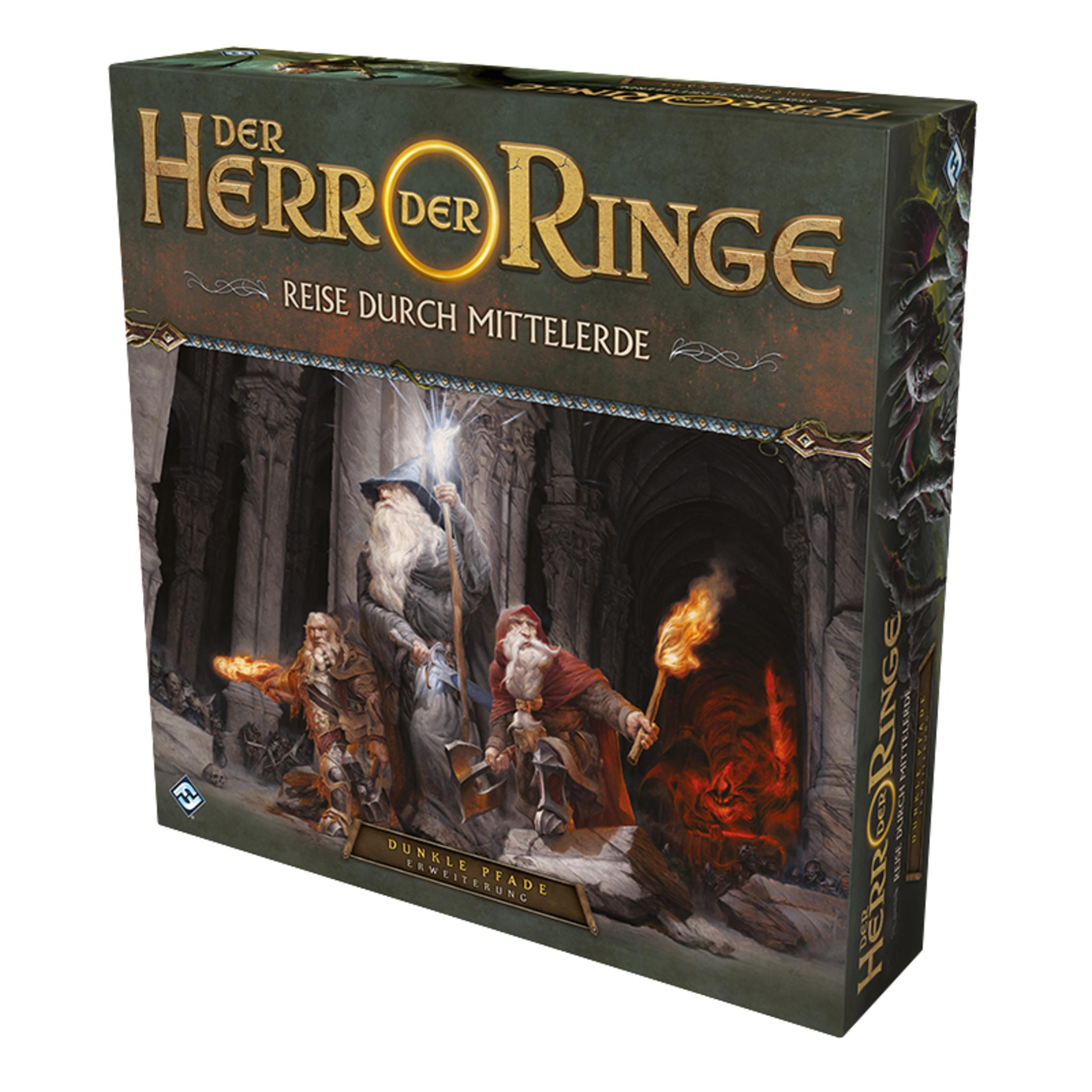 Brettspielbox mit einer Fantasy-Szene mit Zauberern und einer dunklen Umgebung.