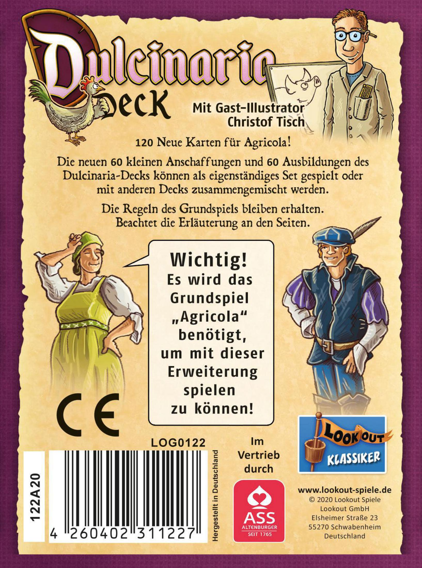 Die Rückseite einer Kartenspielbox. Enthält Illustrationen und Text.