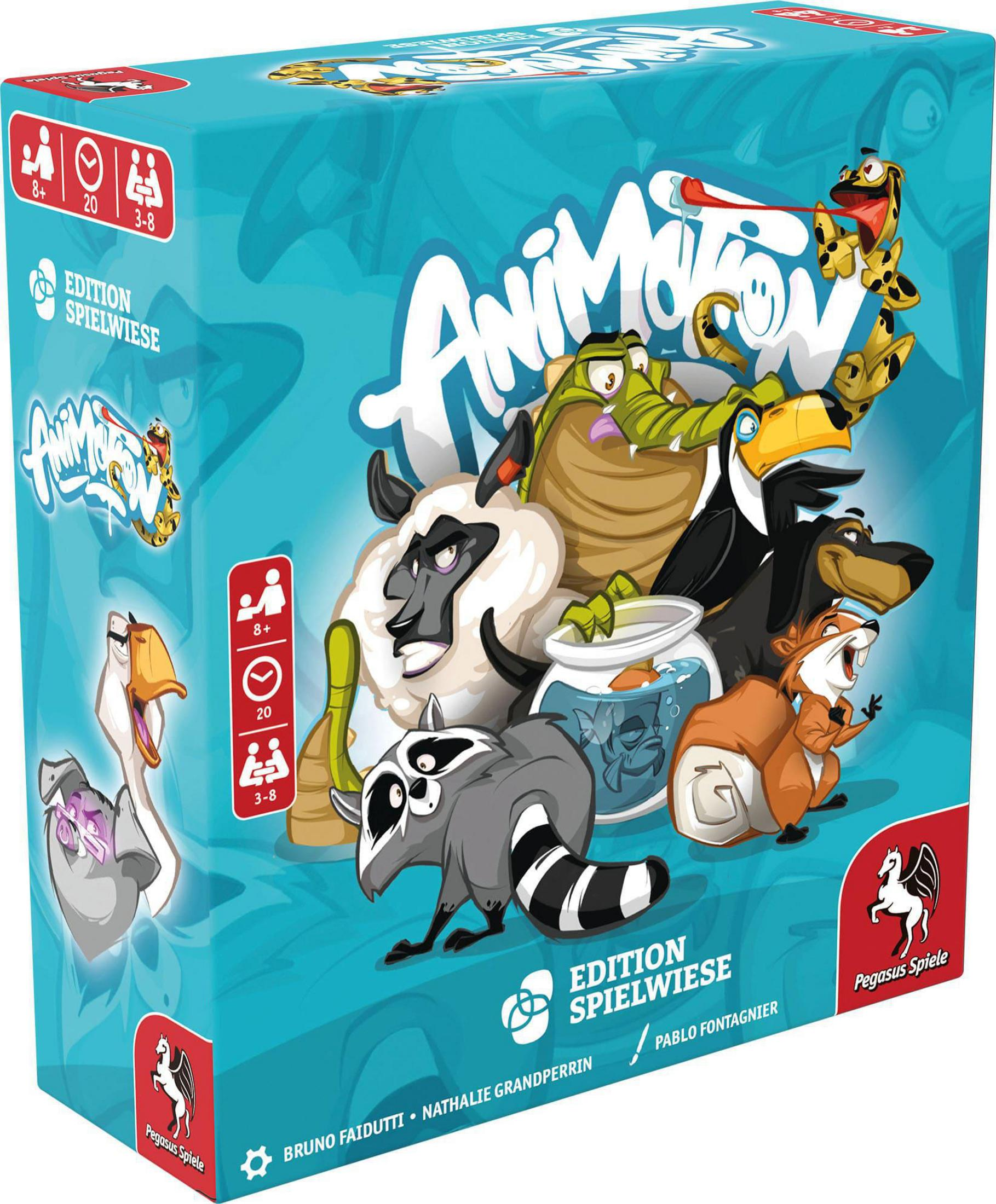 Schachtelkunst für das Brettspiel Animotion.