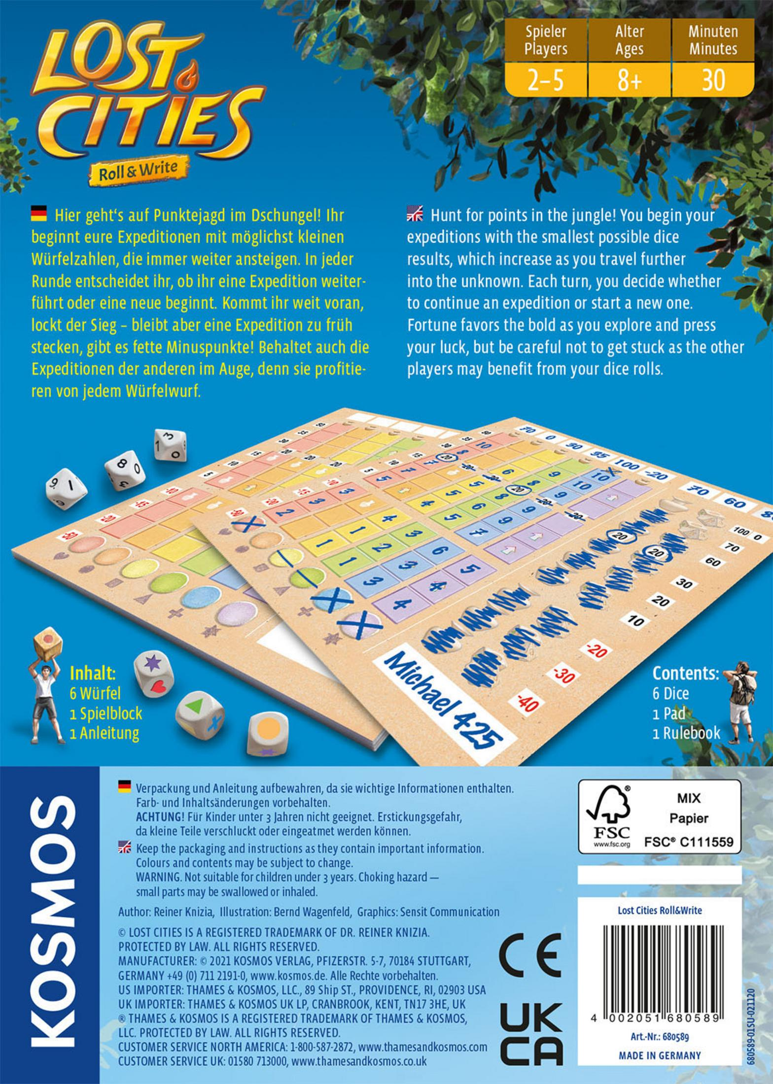 WRITE CITIES-ROLL KOSMOS LOST & 680589 Würfelspiel