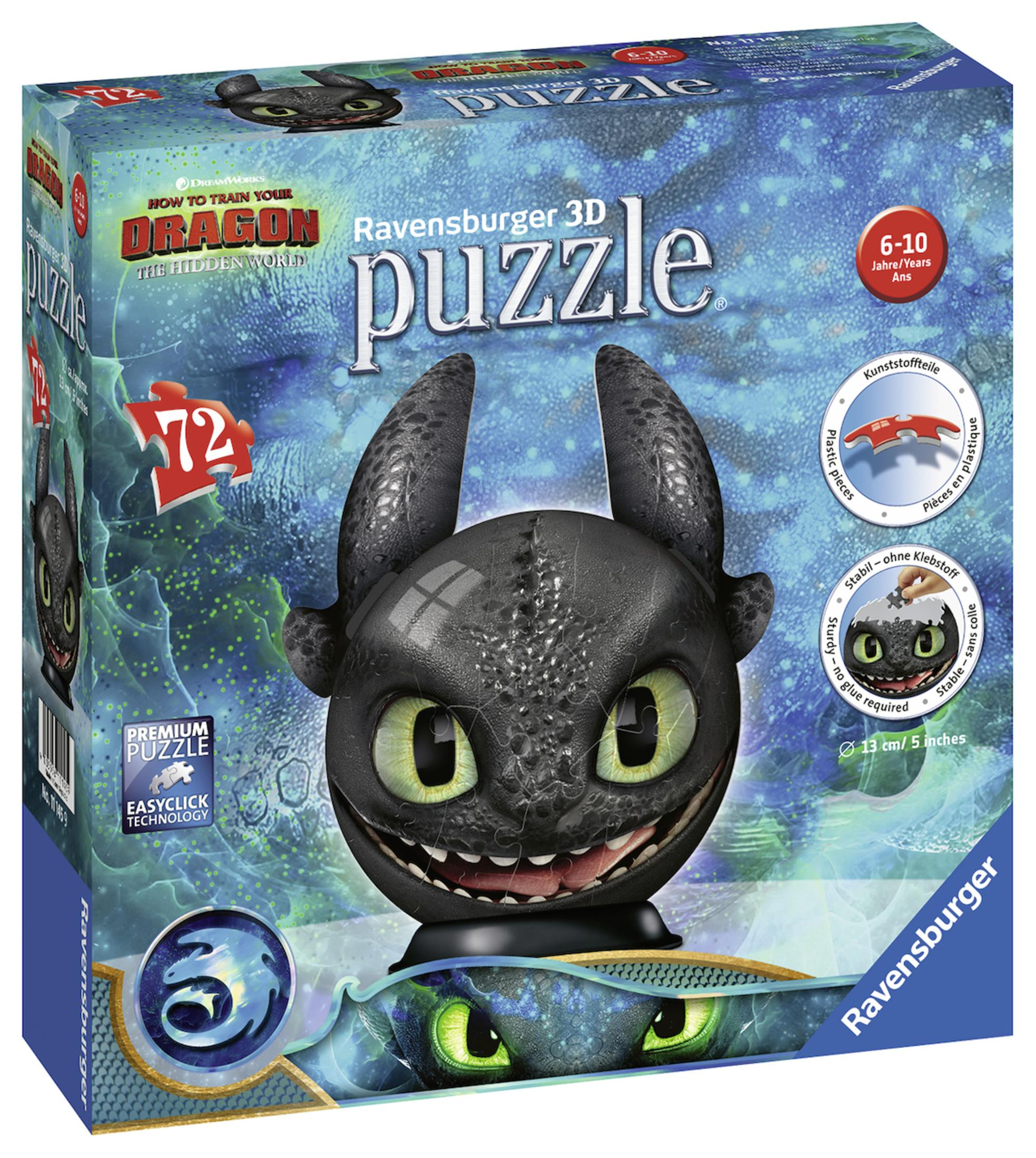 3D-Puzzelbox mit dem schwarzen Drachenkopf aus 'Drachenzähmen leicht gemacht'.