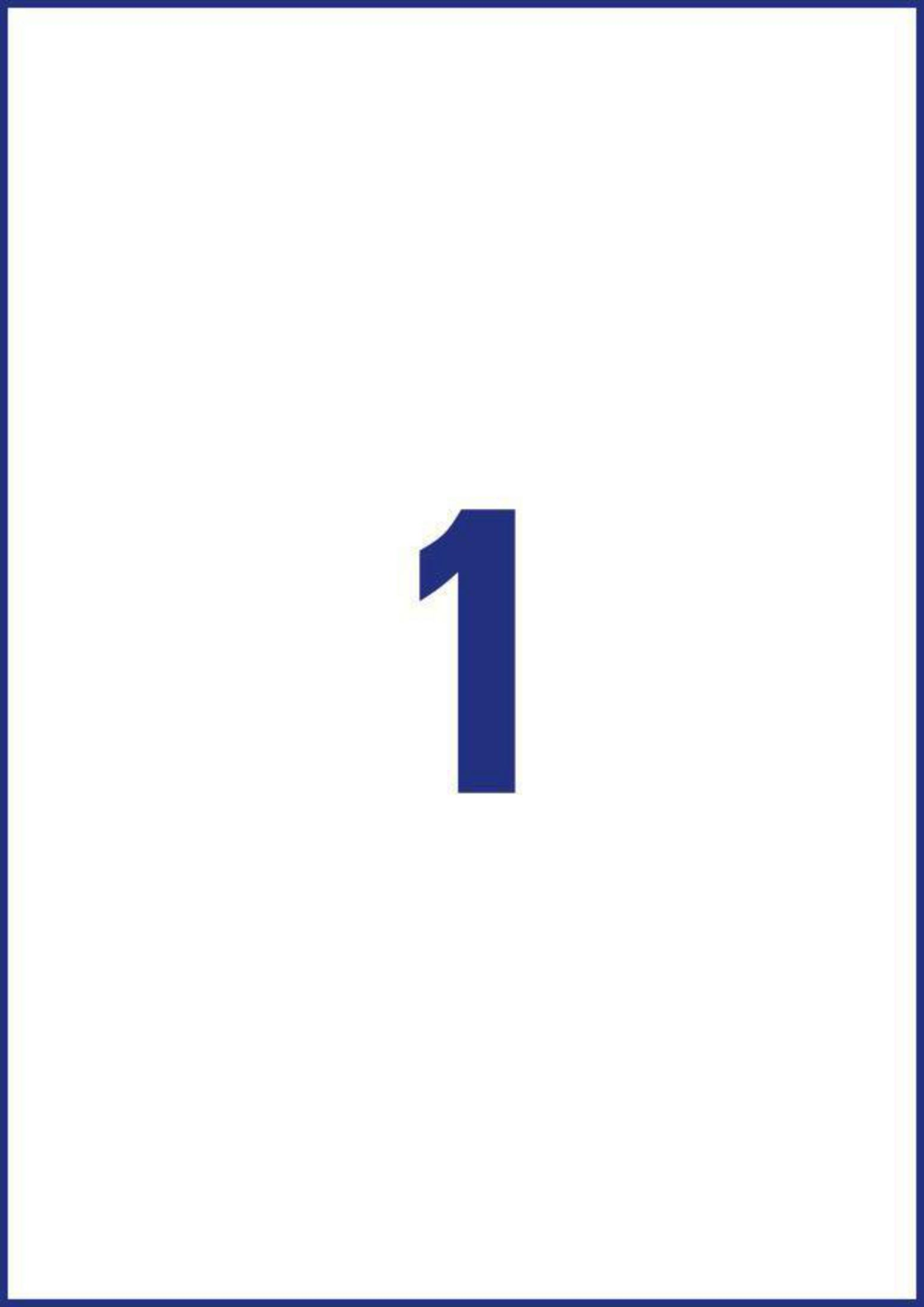 Ein weißes Quadrat mit einer großen, zentrierten blauen Zahl '1'.