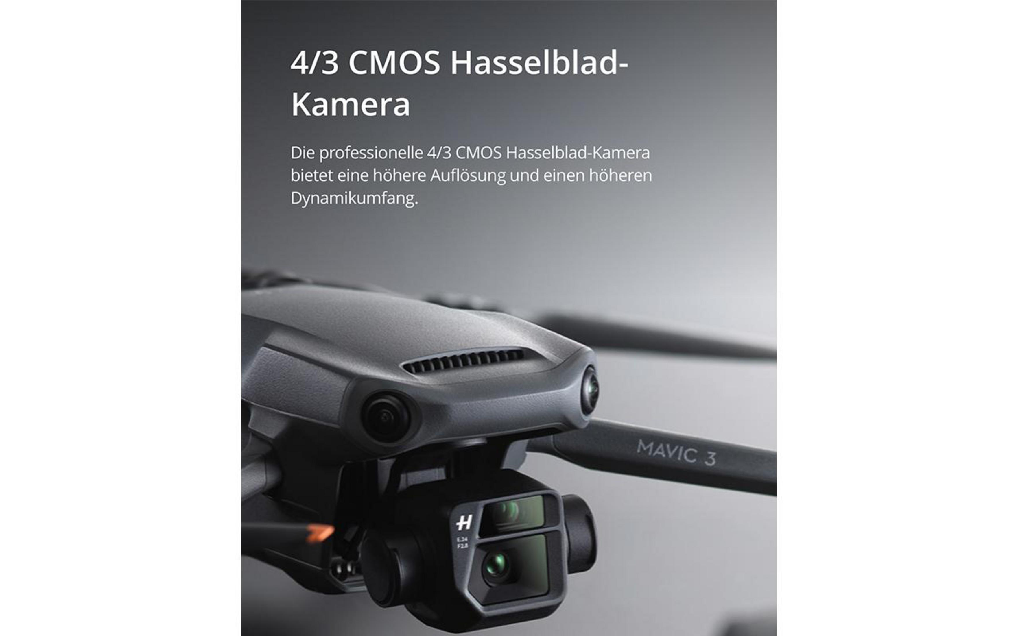 Drohnenkamera mit deutschem Text. Nahaufnahme der Kamera.