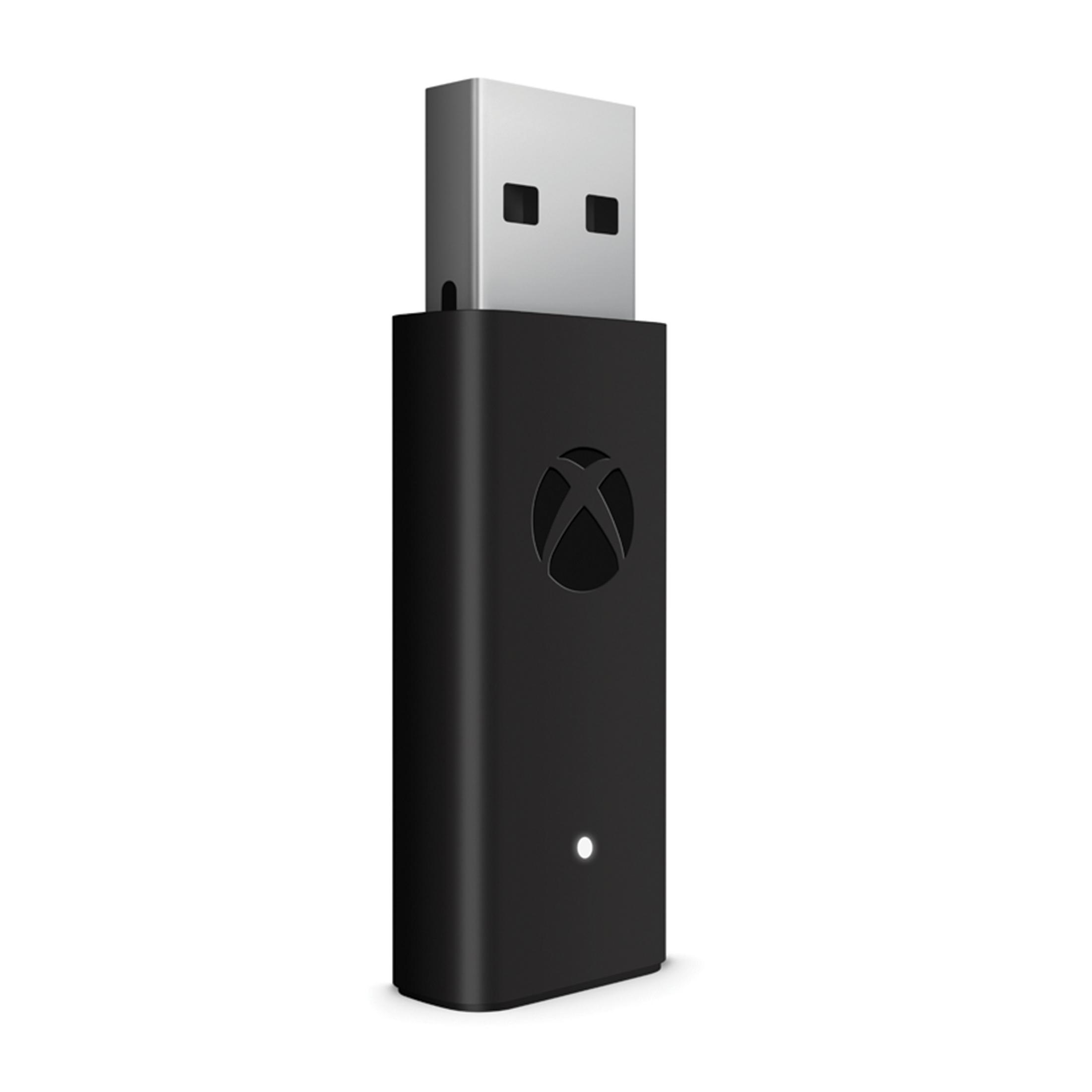 Xbox Wireless Adapter für Windows. Schwarz und rechteckig mit Xbox-Logo.