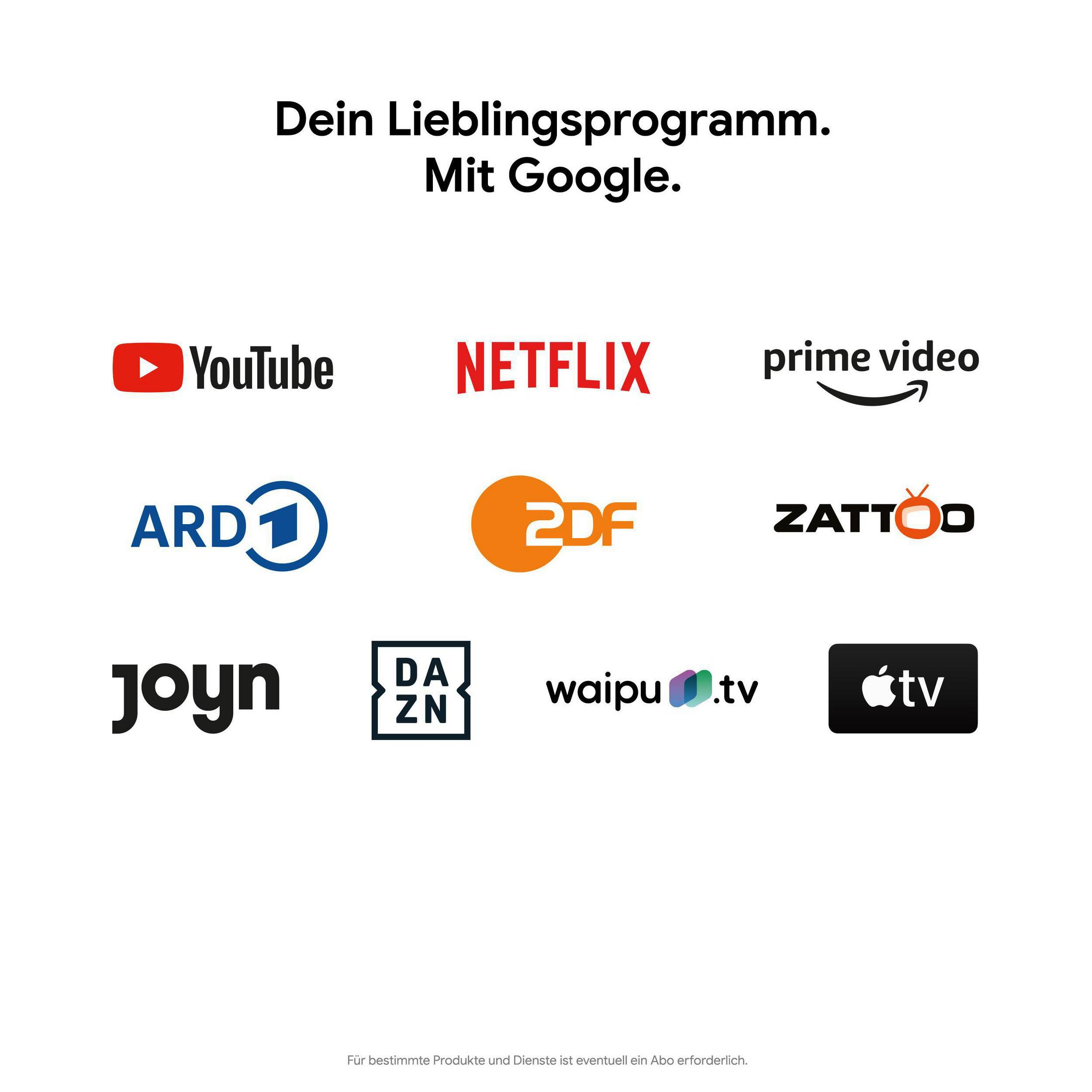 Logos von Streaming-Diensten wie YouTube, Netflix und Prime Video.