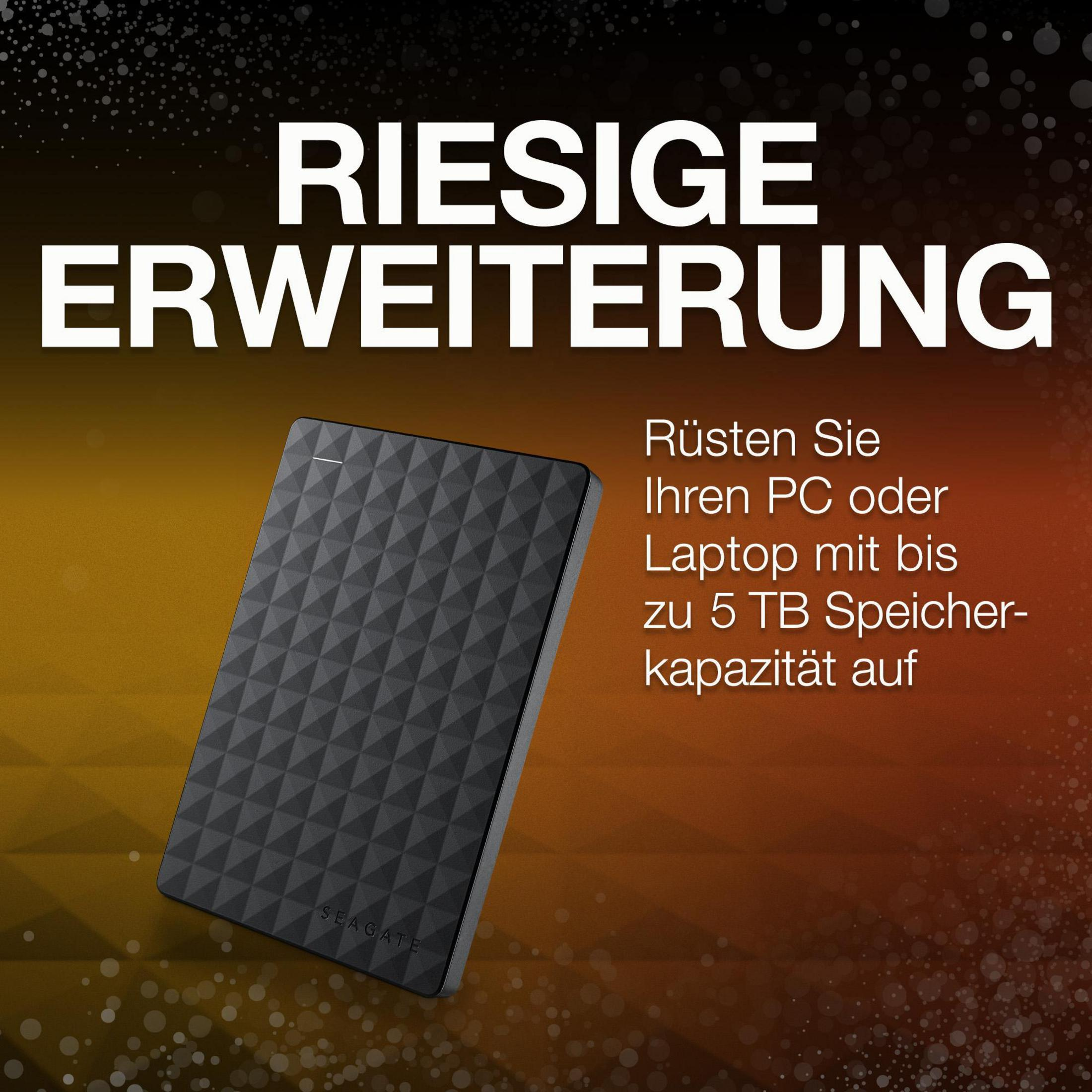 Czarny zewnętrzny dysk twardy z teksturowaną powierzchnią, tekst: Seagate. Brązowe tło z tekstem.