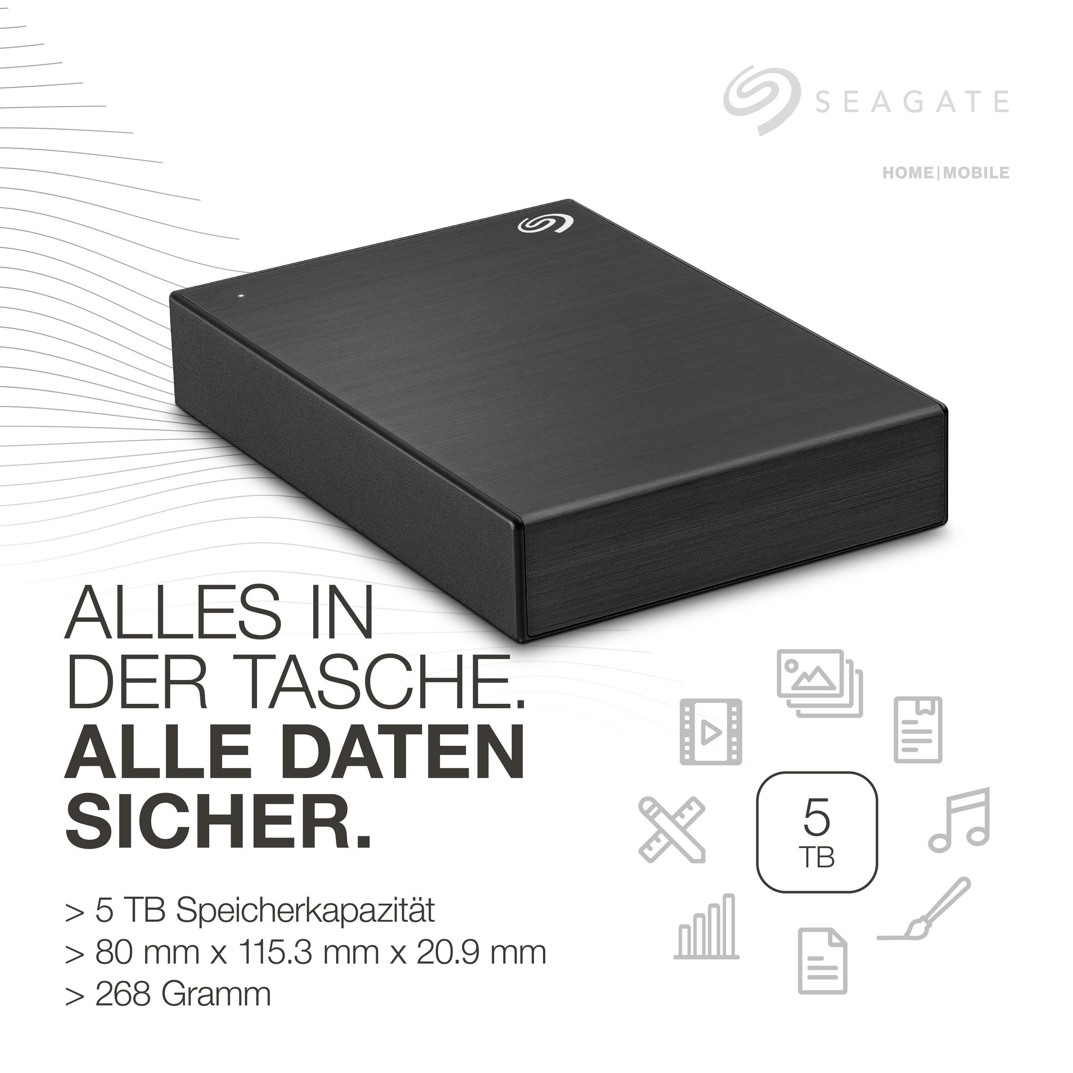 Zoll, HDD, 2,5 STKC5000400 SEAGATE ONETOUCHPORT. 5TB SCHWARZ, TB 5 Schwarz extern,