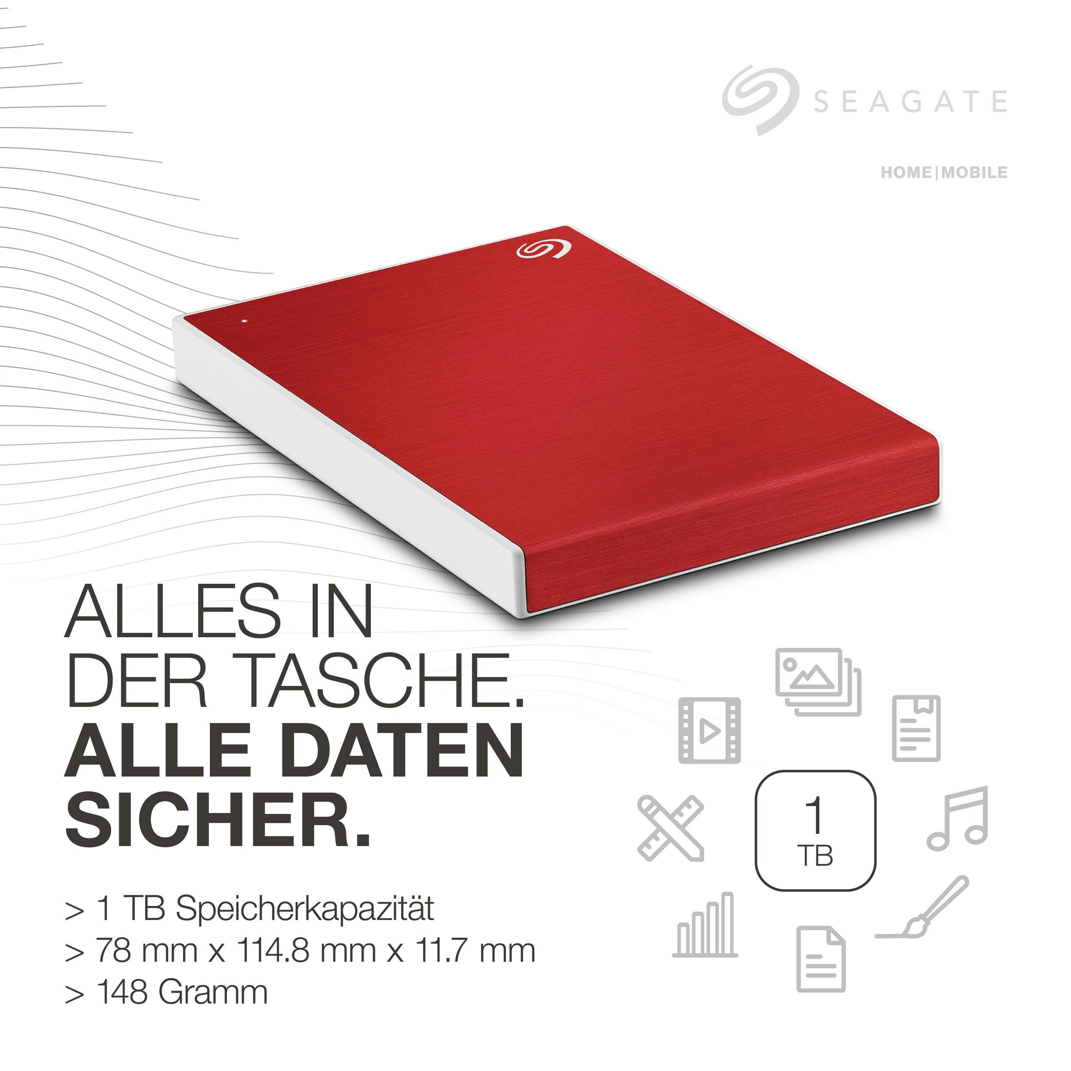 SEAGATE STKB1000403 ONETOUCHPORT. 1 1TB ROT, extern, Zoll, 2,5 HDD, Rot TB