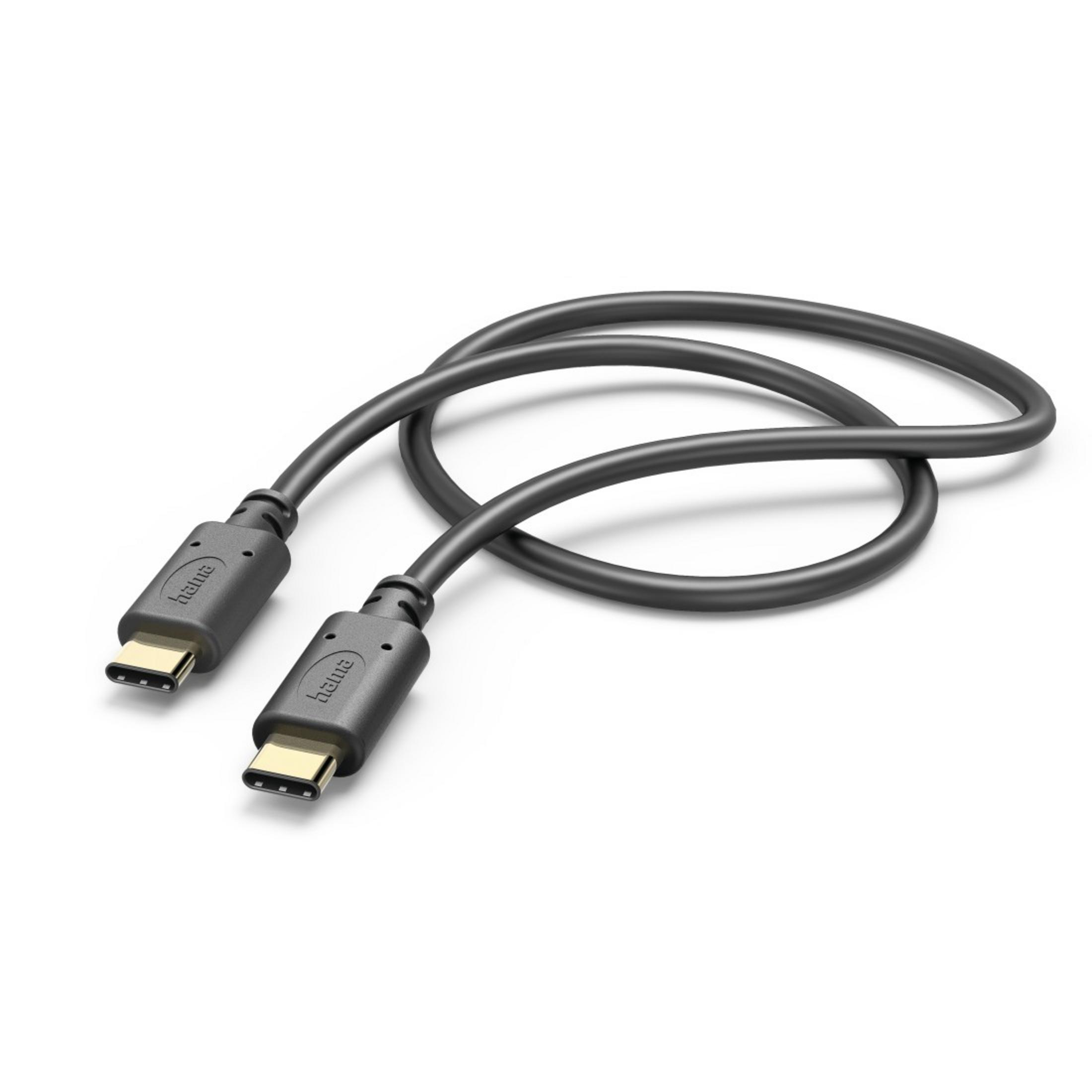 Cavo USB-C grigio con due connettori, su sfondo bianco.