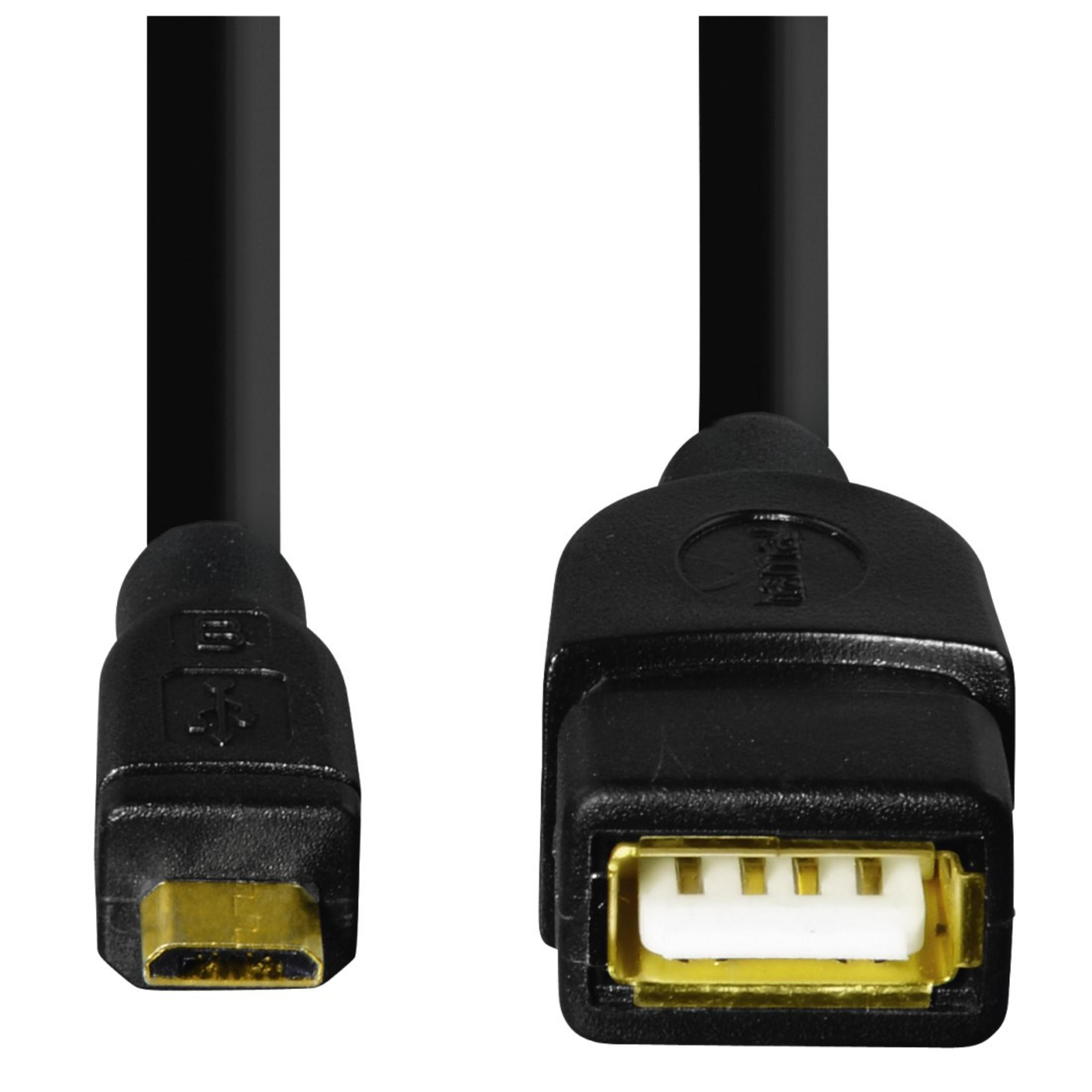 Zbliżenie czarnego kabla USB do Micro USB.