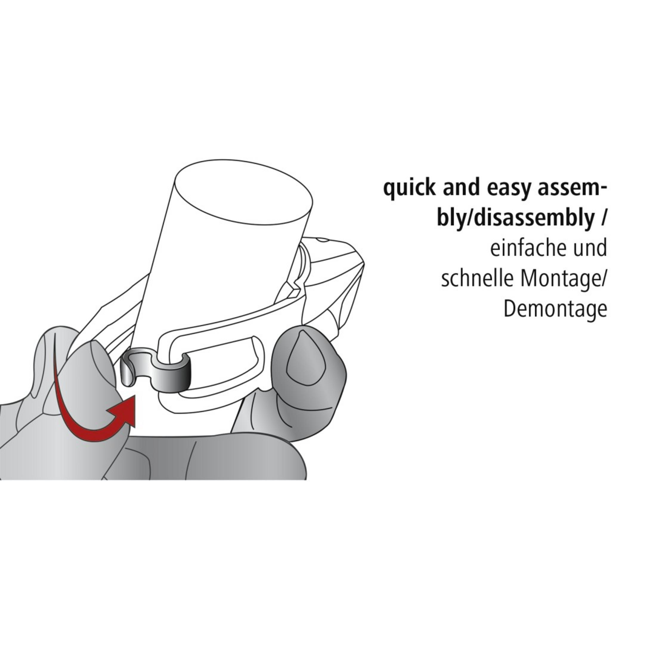 Czarna teczka na dokumenty z uchwytem i zapięciem na zamek błyskawiczny. Jest zamknięta i stoi.