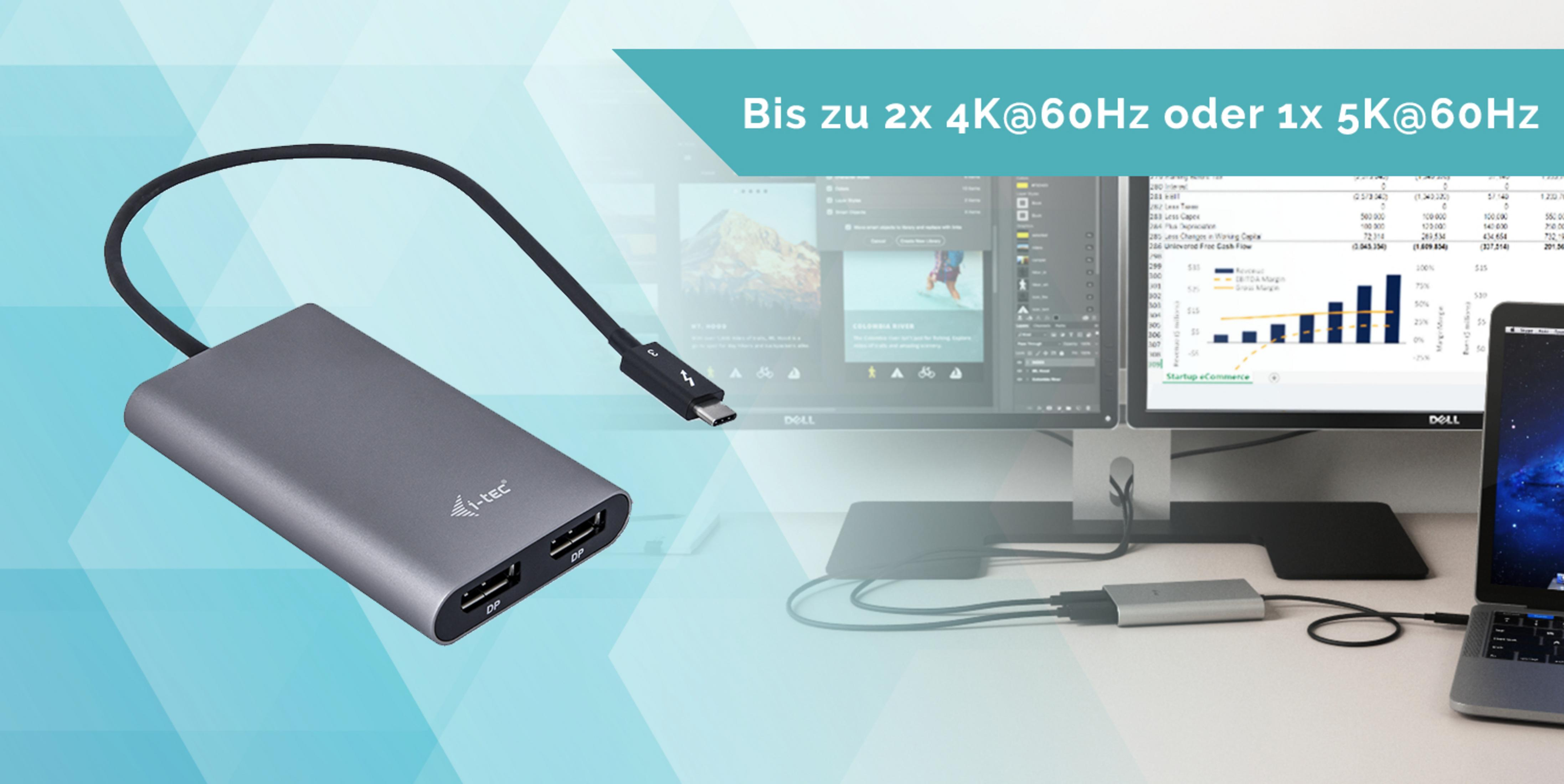 Hub verbindet Laptop, zwei Monitore und Laptop. Zeigt Daten auf Bildschirmen an.