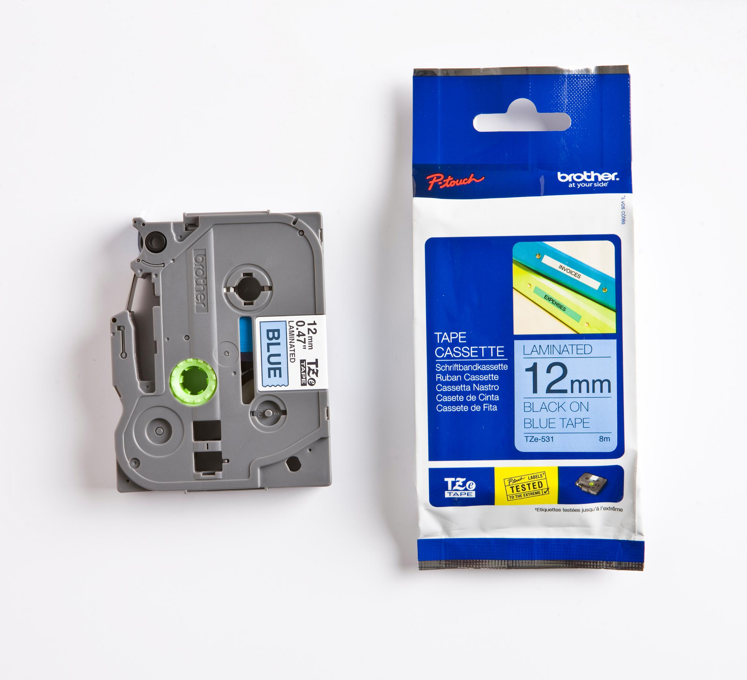 Schriftbandkassette Cassette TZE531 schwarz Tape blau BROTHER auf