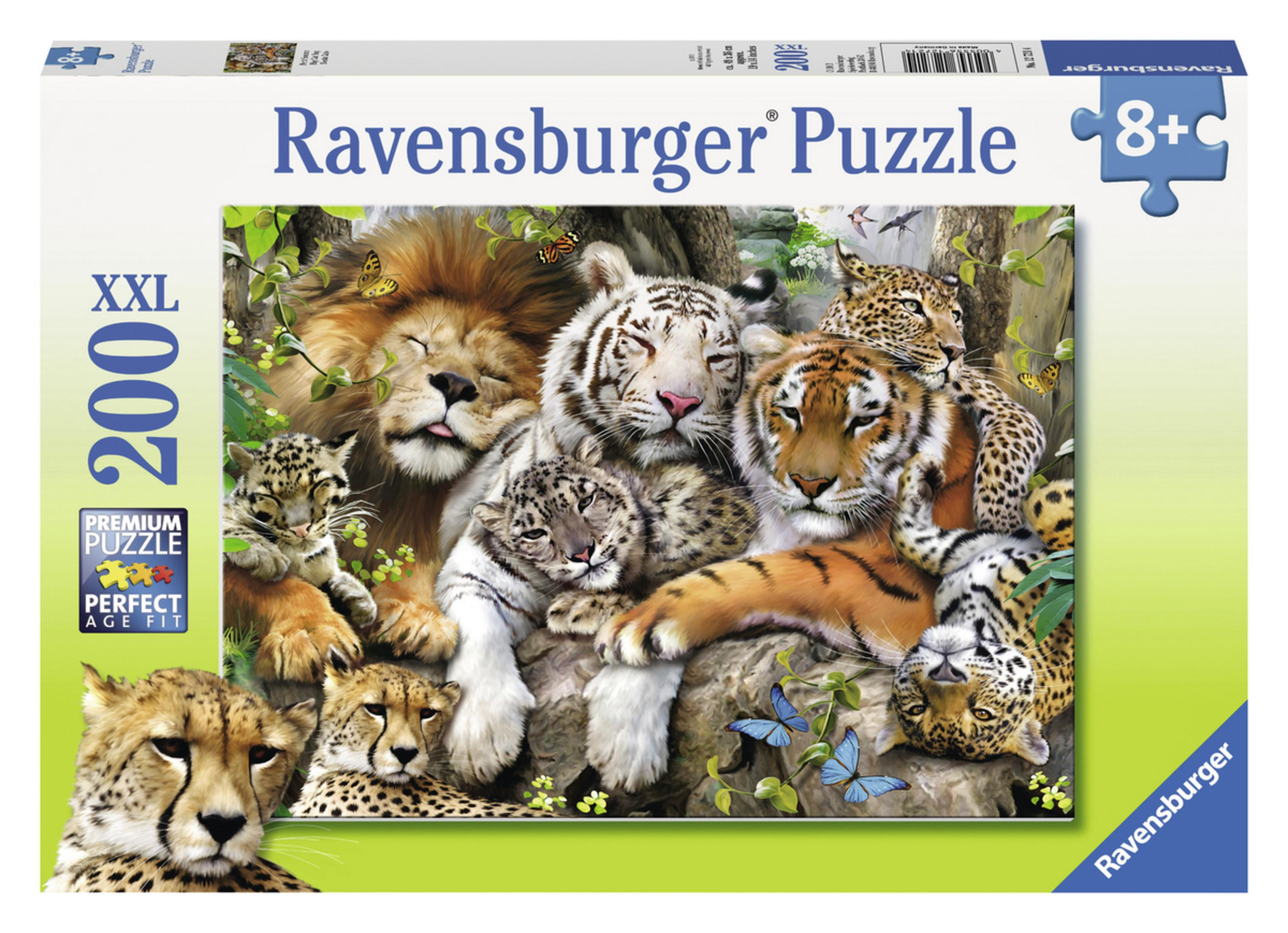 Puzzle Ravensburger di grandi felini, leoni, tigri e ghepardi. XXL 200 pezzi.