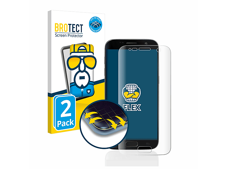 BROTECT 2x Flex Full-Cover Galaxy Curved S7) 3D Samsung Schutzfolie(für