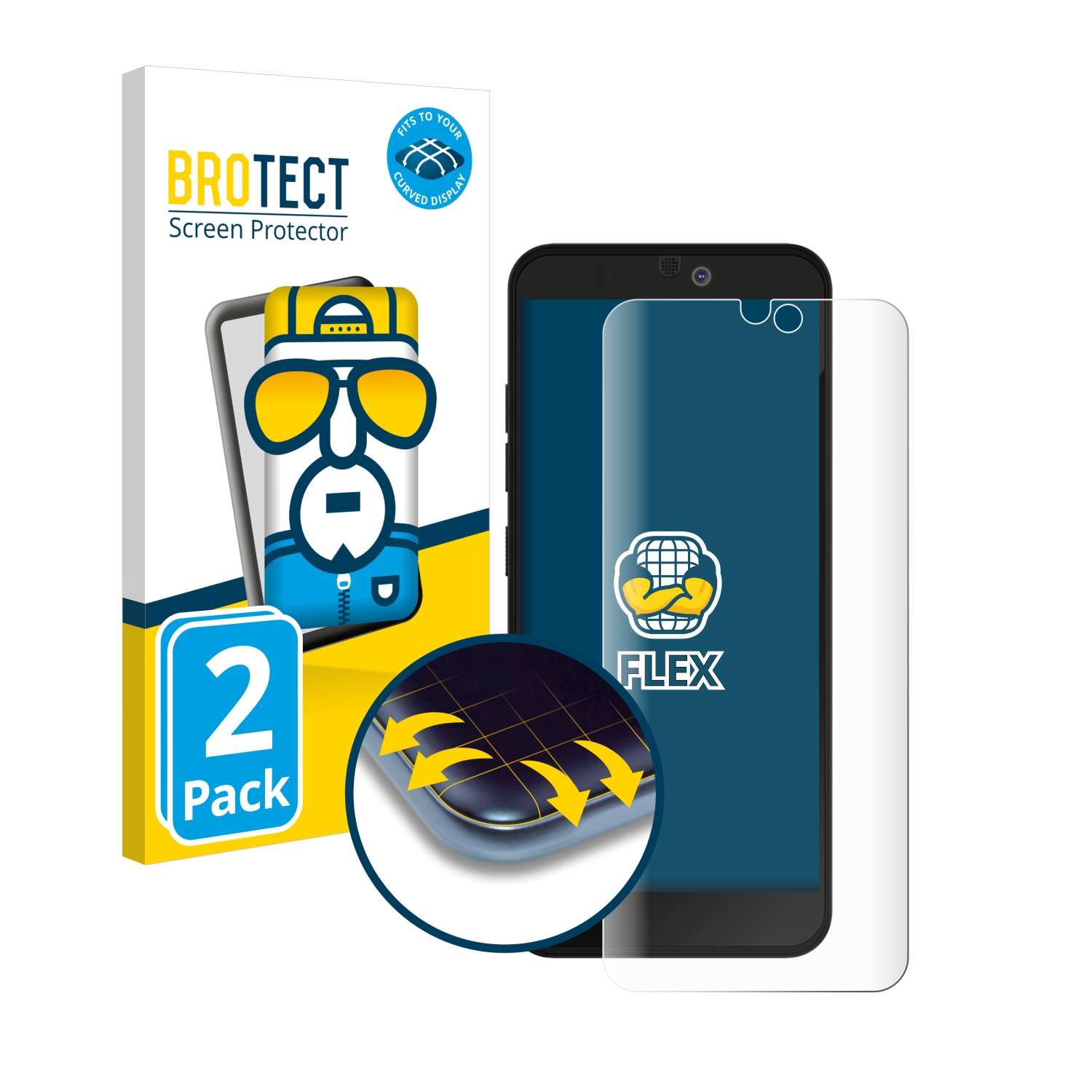 BROTECT 2x Flex Full-Cover 3D Schutzfolie(für Plus) Curved Fairphone 3